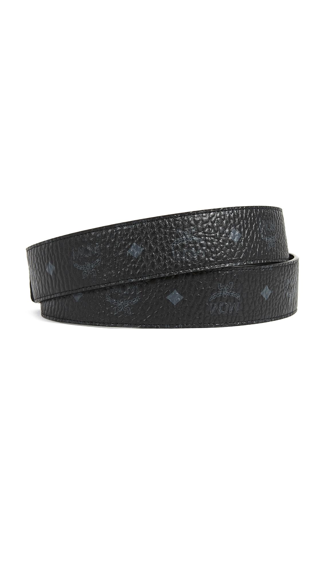MCM Leather Gold M Buckle Reversible Belt in Black for Men - Lyst