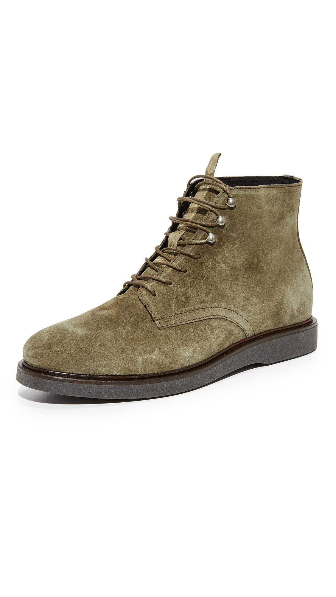 h by hudson battle lace up boots in khaki suede