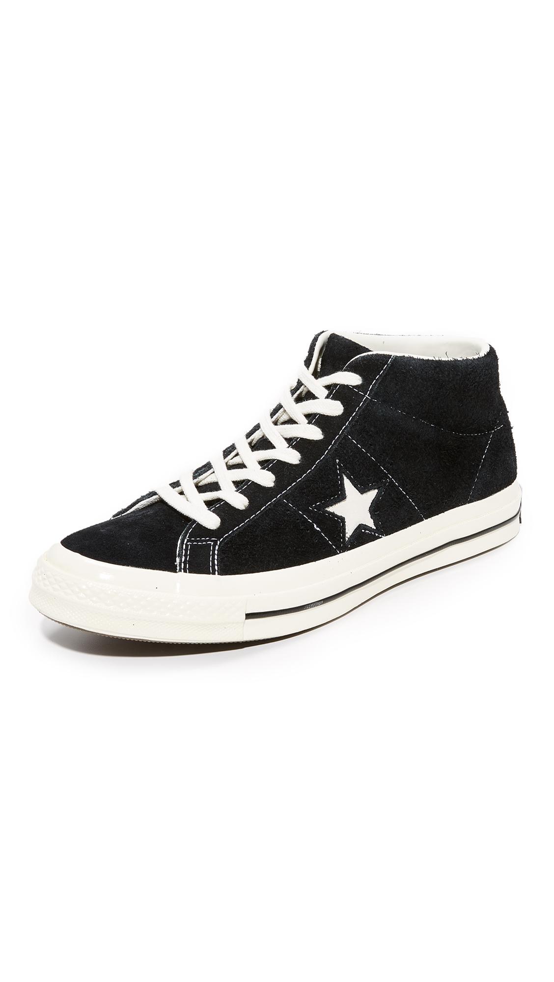 Converse One Star 74 Suede Mid Top Sneakers in Black for Men - Lyst