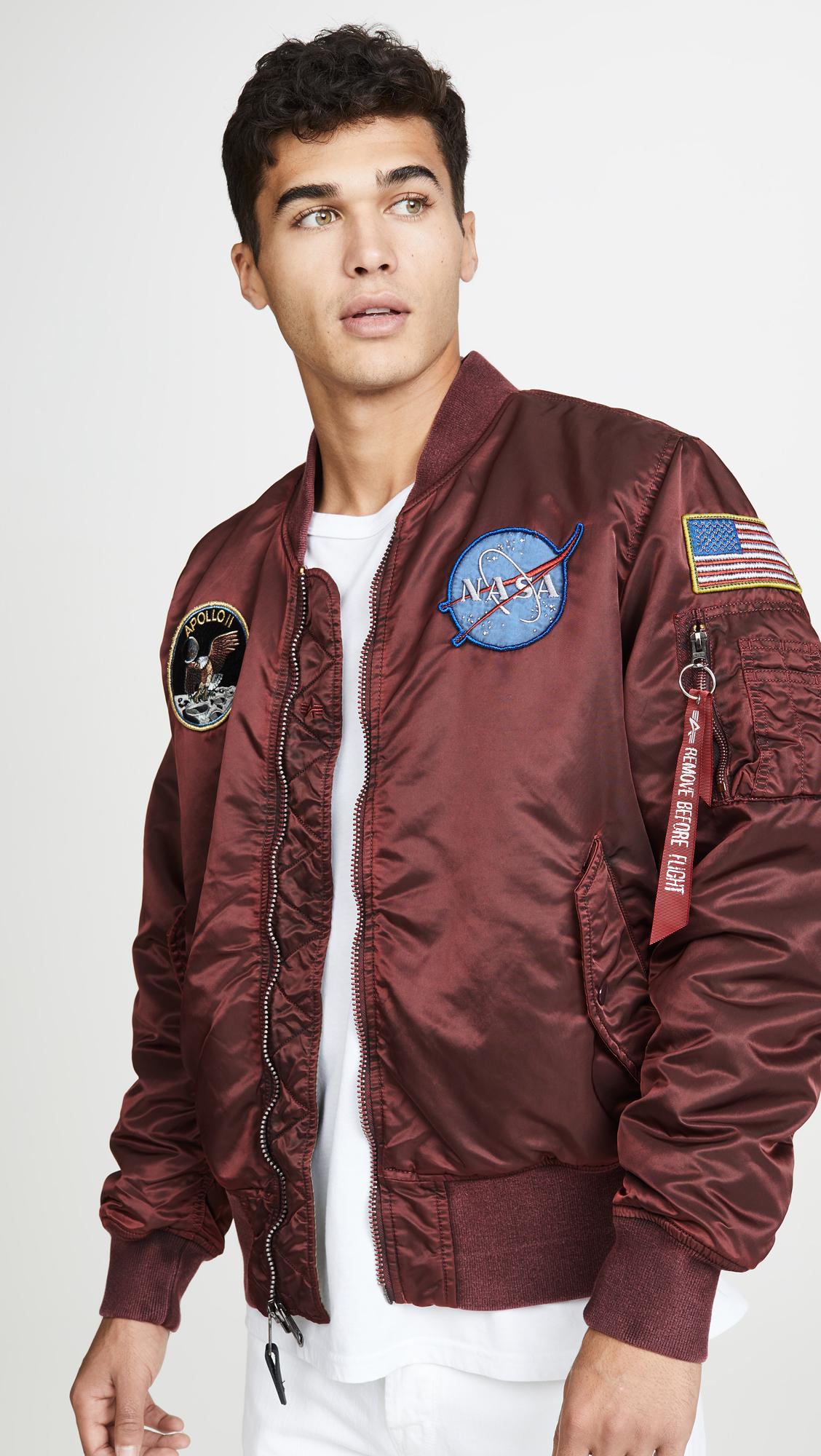 Alpha Industries Synthetic Ma-1 Apollo Battlewash Flight Jacket in Red ...