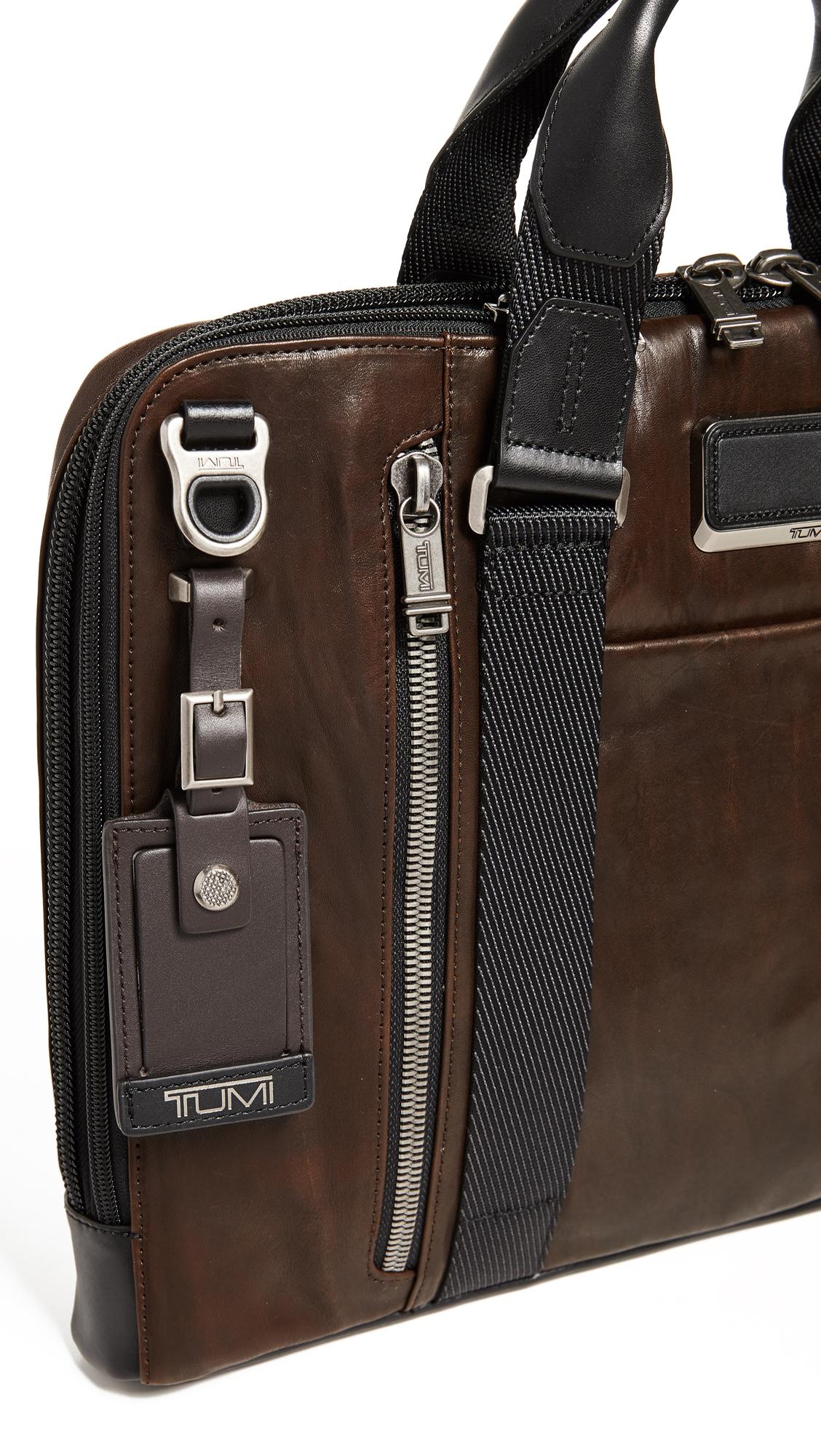 tumi aviano slim brief leather