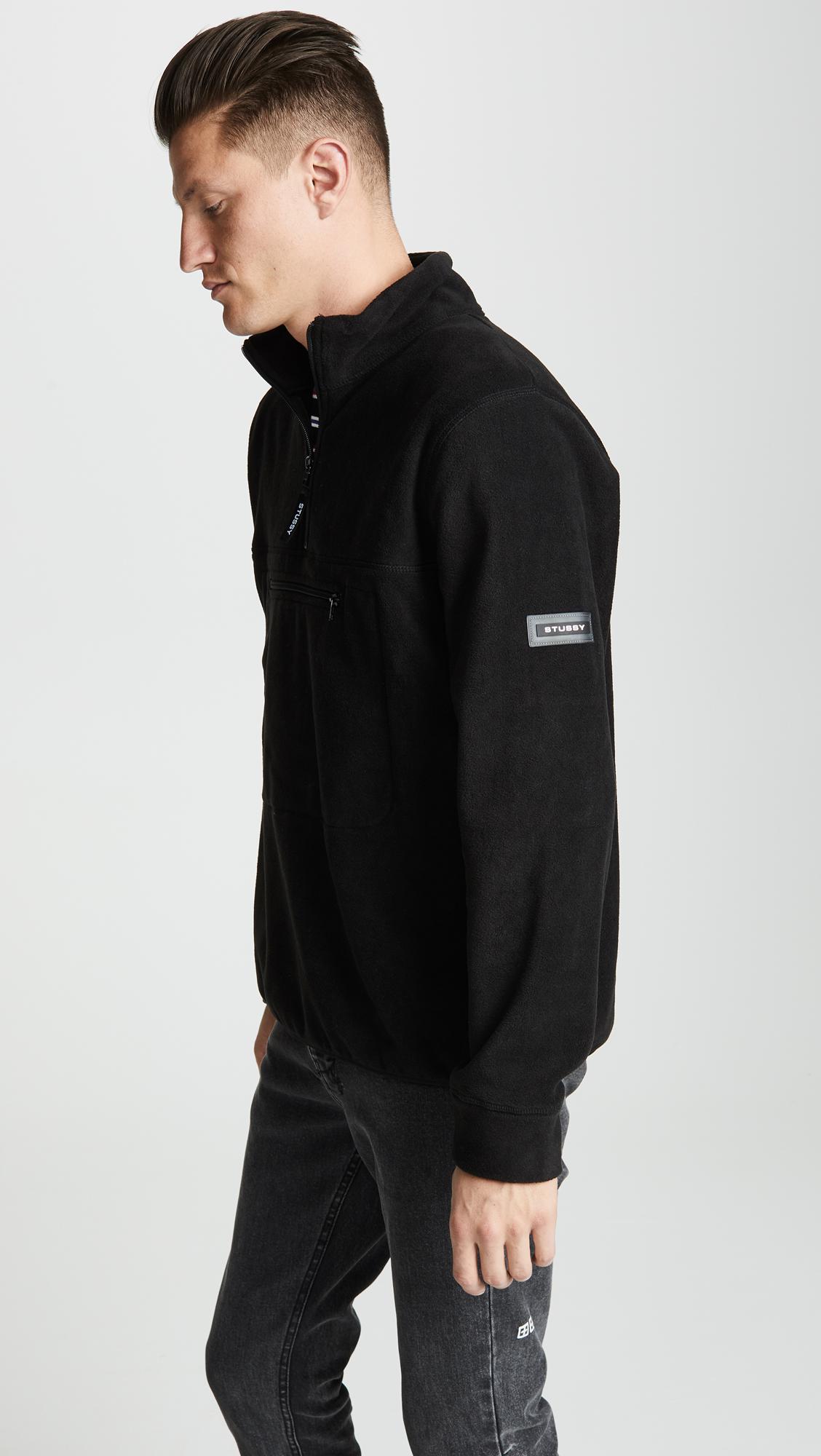 Download Stussy Polar Fleece Mock Neck Sweater in Black for Men - Lyst