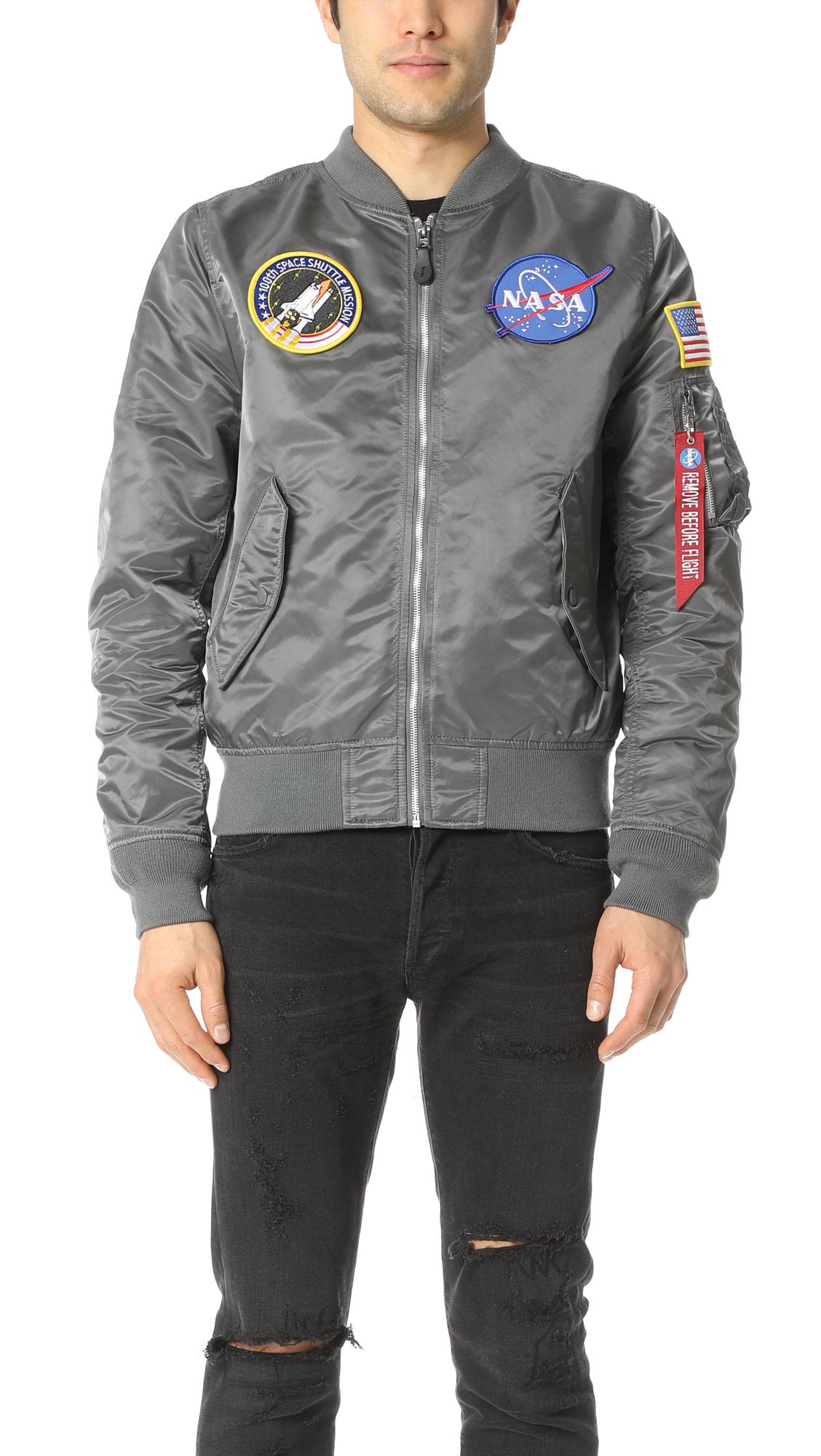 Alpha Industries Synthetic L2b Nasa Bomber Jacket in Gray for Men Lyst