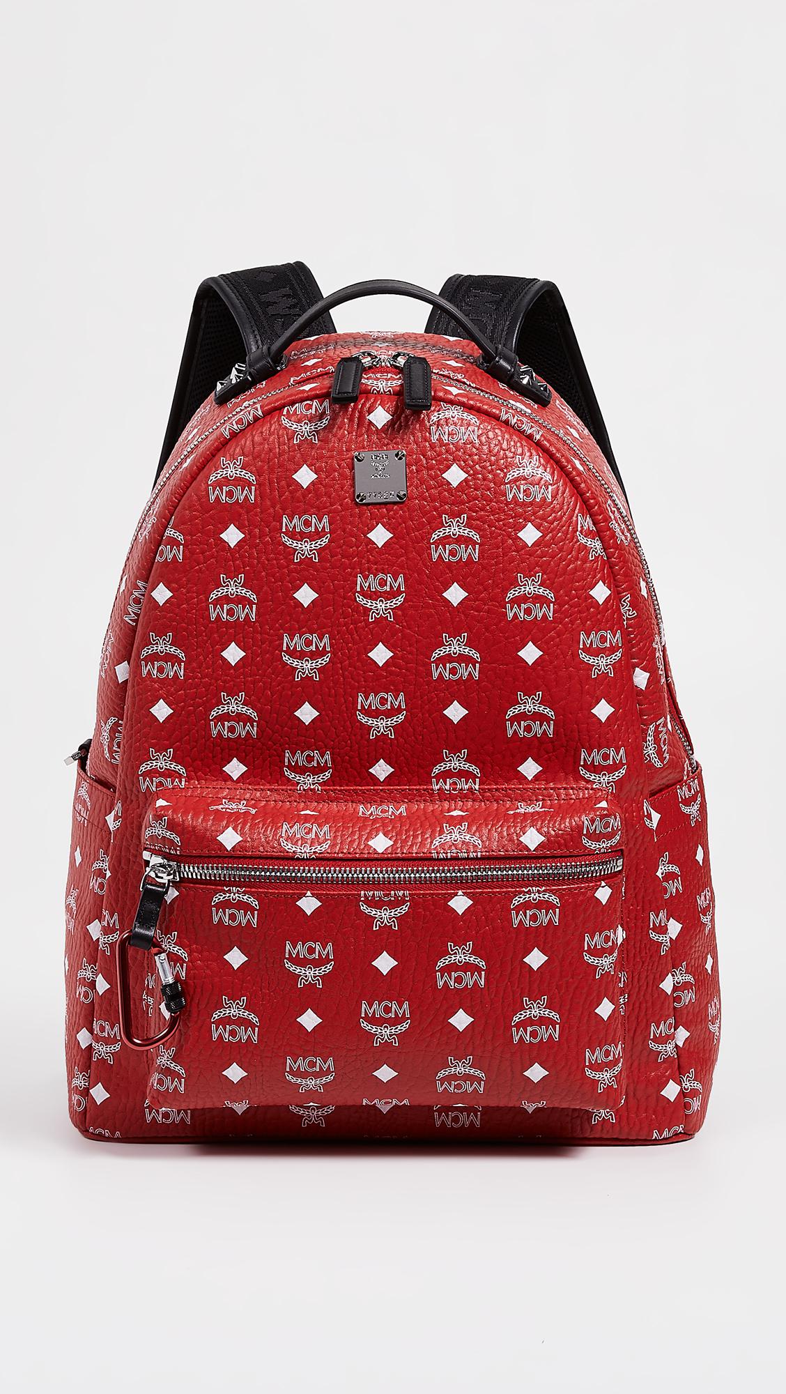 mcm backpack red and white