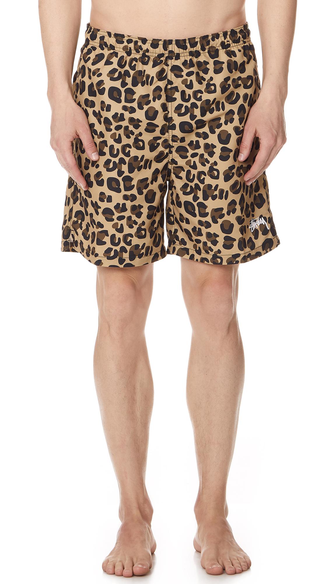 leopard print swim trunks