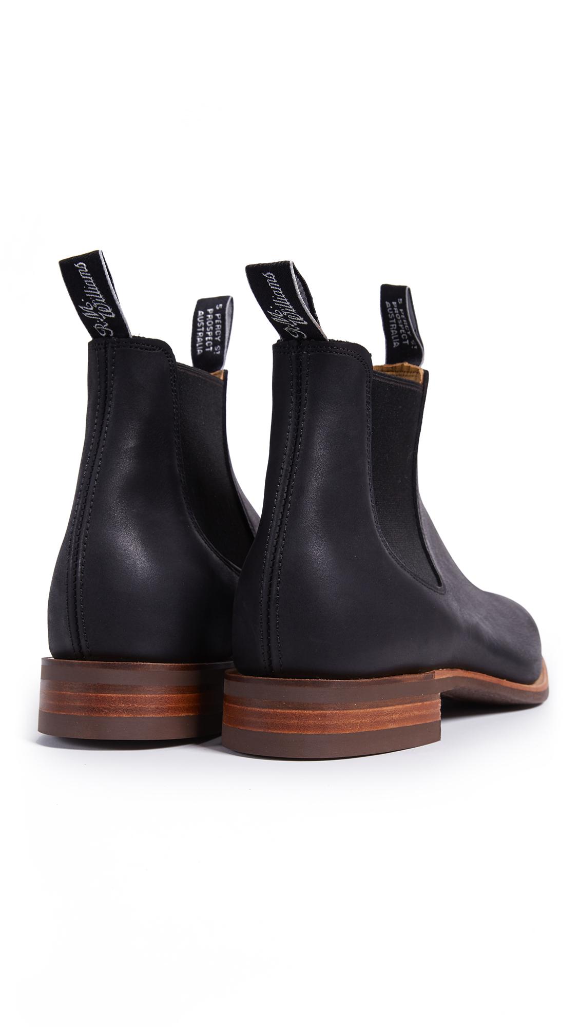 R.M. Williams Comfort Rm Distressed Leather Chelsea Boots in Black for