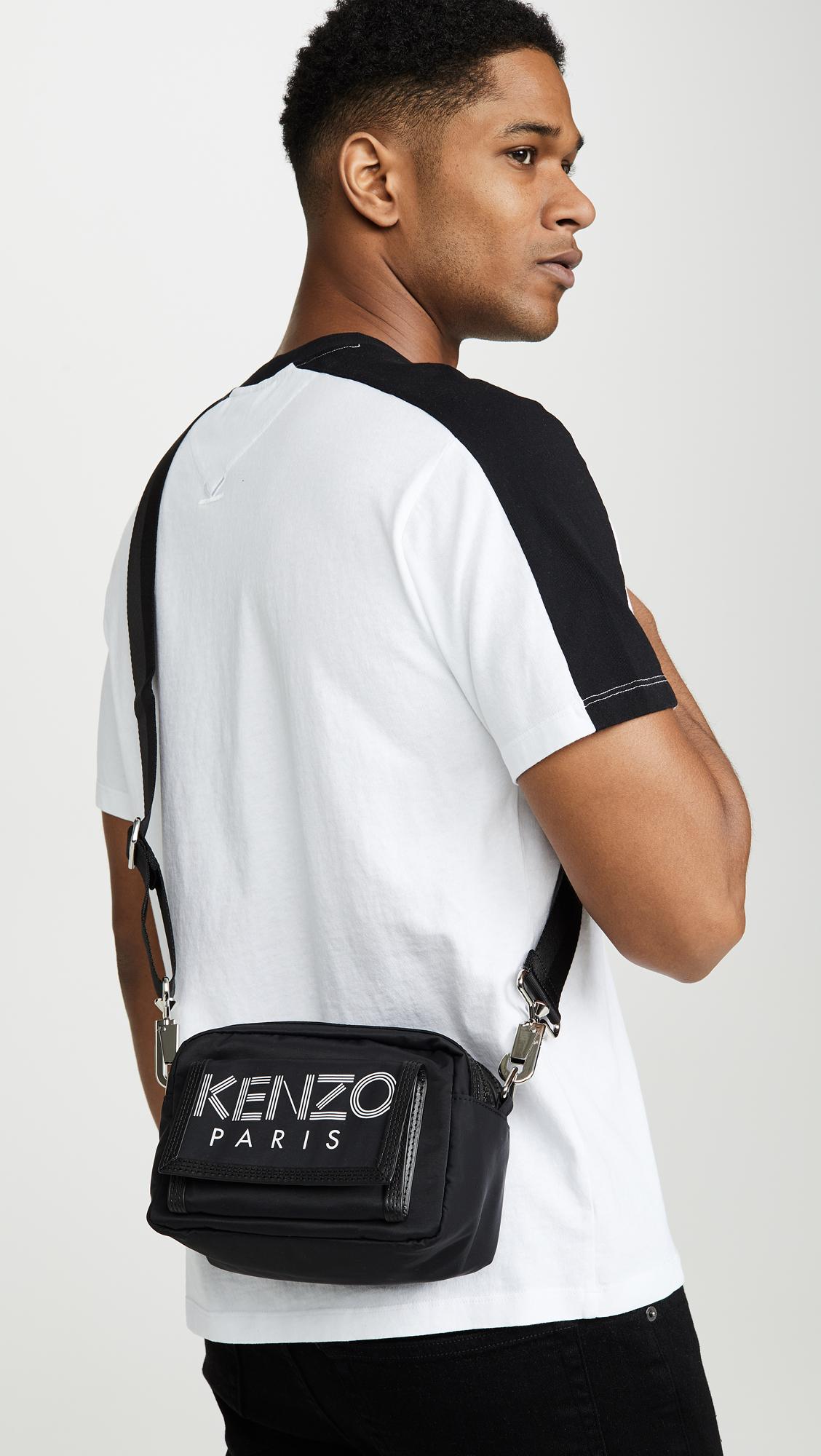 KENZO Leather Sport Logo Crossbody Bag 