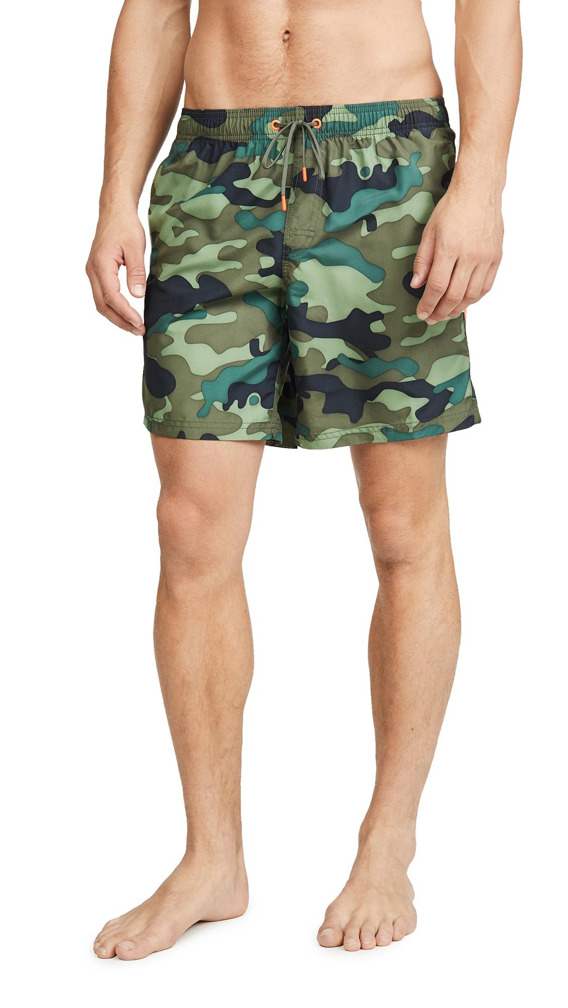 Sundek Synthetic Camouflage Swim Shorts With Elastic Waist in Deep ...