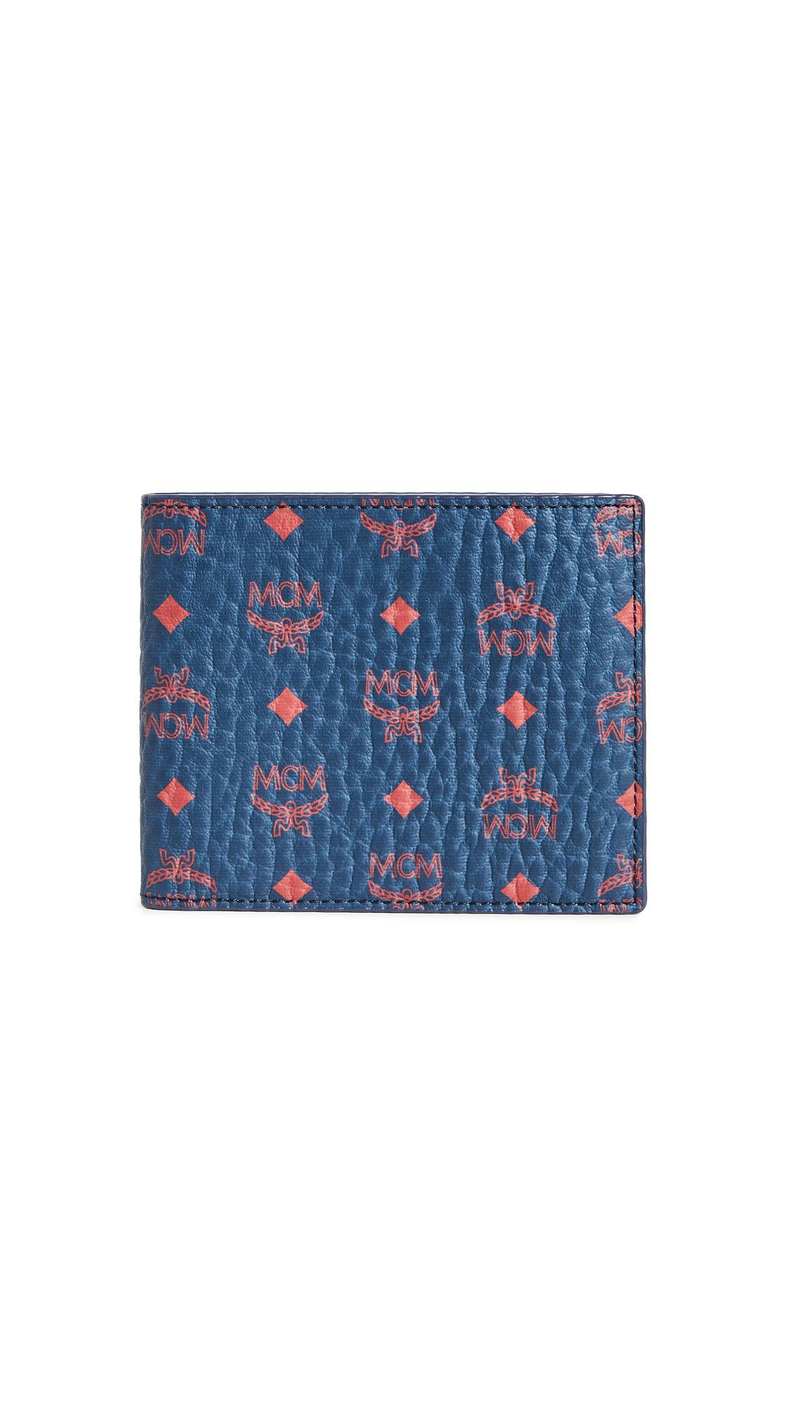 MCM Canvas Small Visetos Original Flap Wallet in Blue for Men Lyst