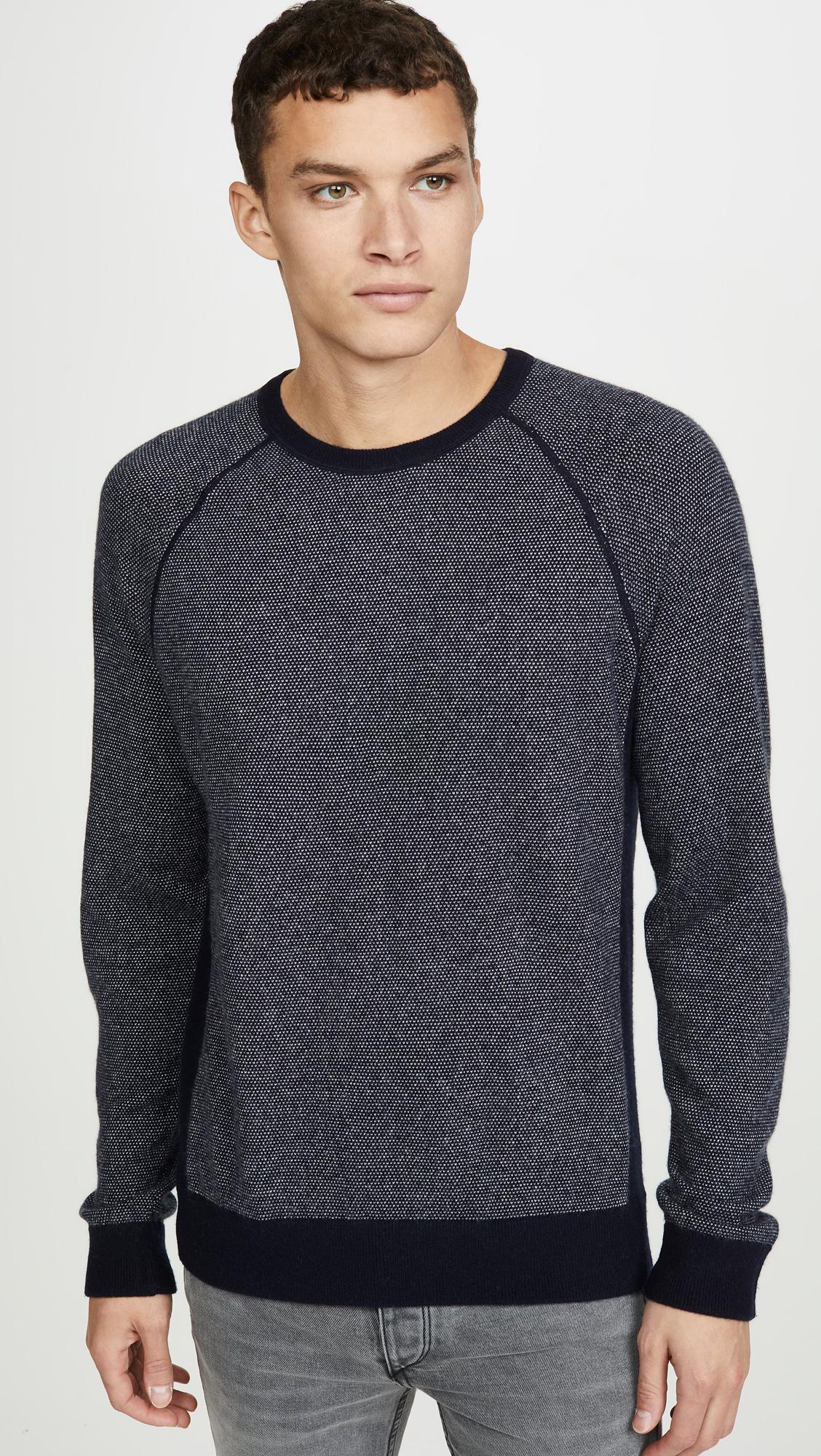 Vince Long Sleeve Birdseye Cashmere Sweater in Gray for Men - Lyst