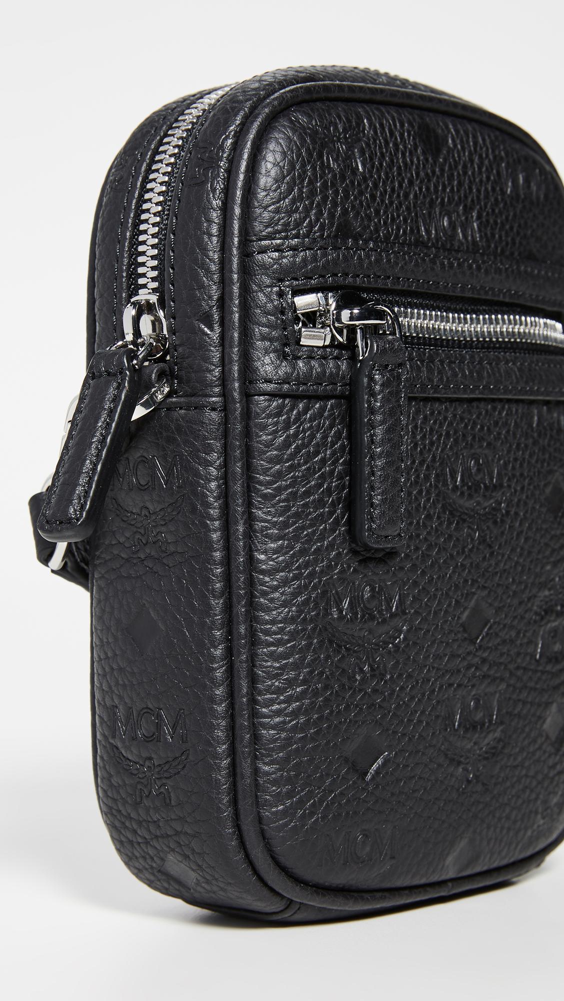 MCM Max Leather Small Crossbody Bag in Black for Men - Lyst