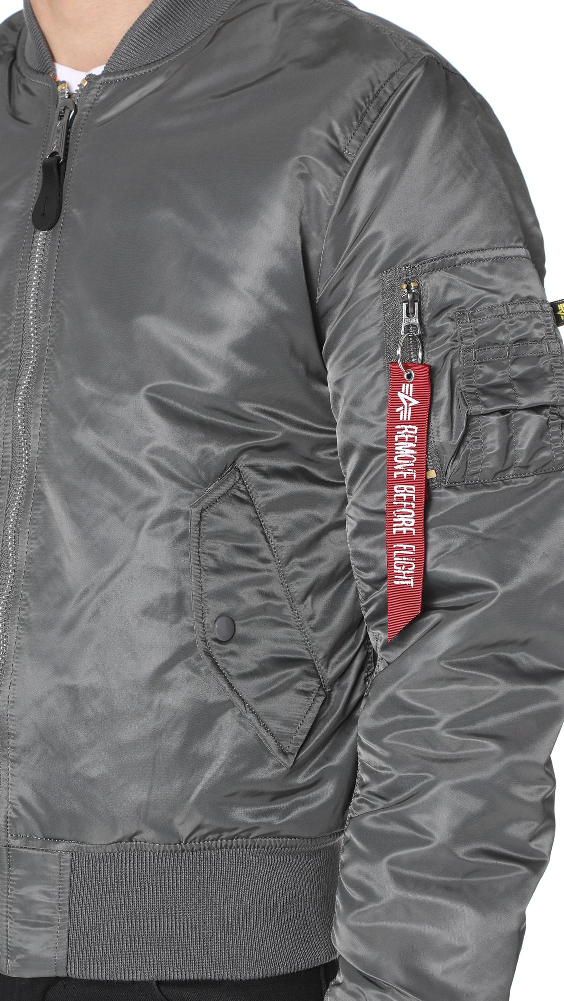 Alpha Industries Synthetic Ma 1 Slim Fit Jacket In Gun Metal Gray For Men Lyst