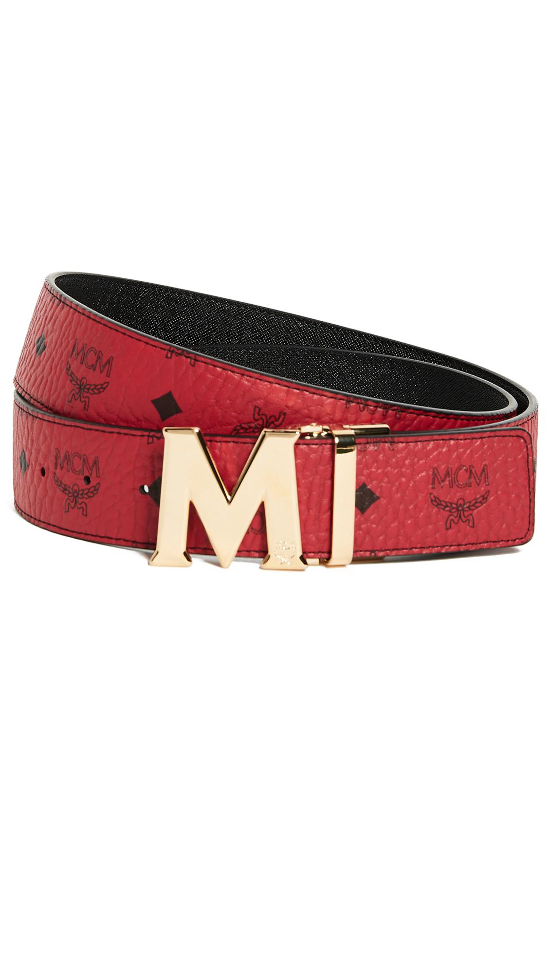 MCM Leather Gold M Buckle Reversible Belt in Red & Gold (Red) for Men - Lyst