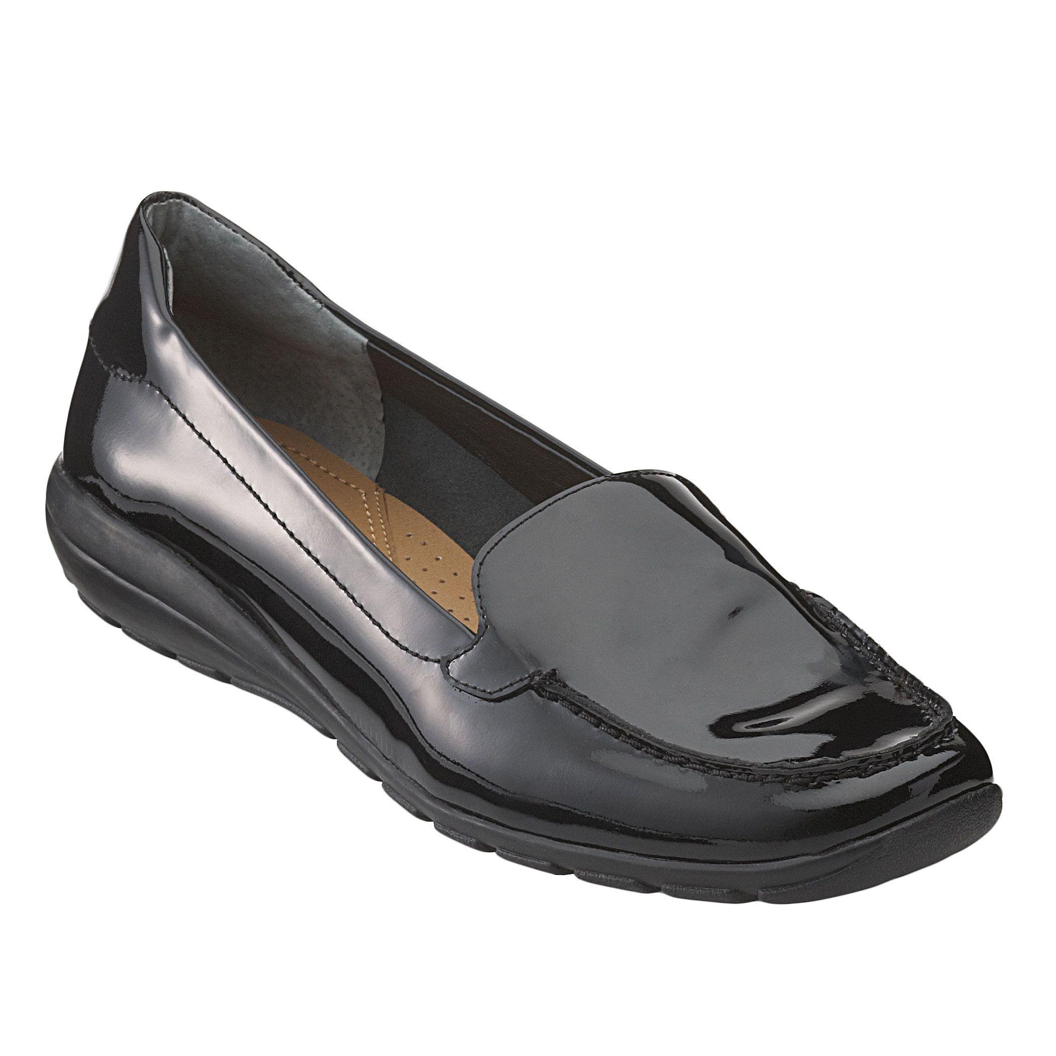 Easy Spirit Leather Abide Patent Casual Flats in Black Patent (Black ...