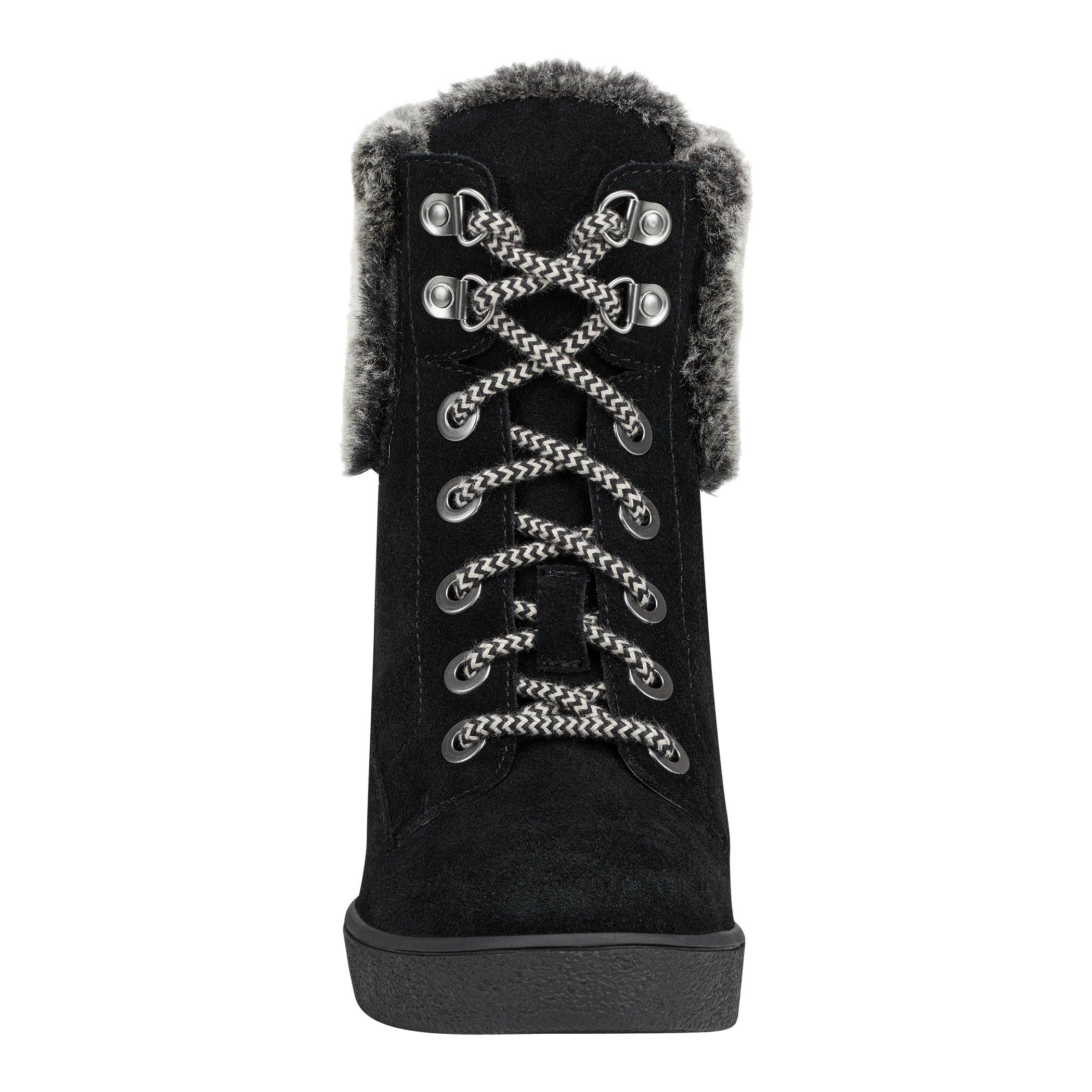 Easy Spirit Rubber Everett Wedge Laceup Booties in Black Suede (Black