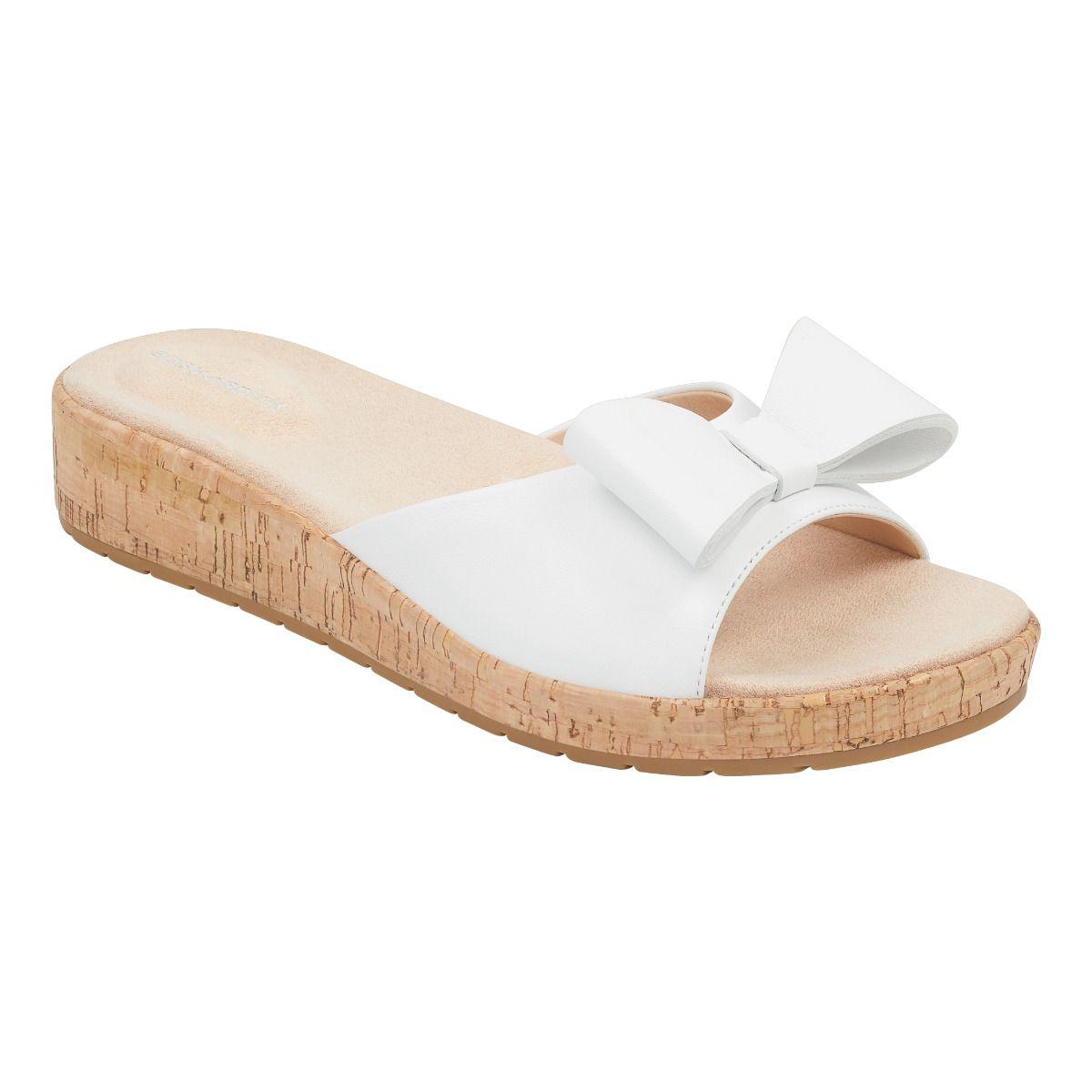 Easy Spirit Leather Mimosa Bow Cork Sandals in White Leather (White) - Lyst