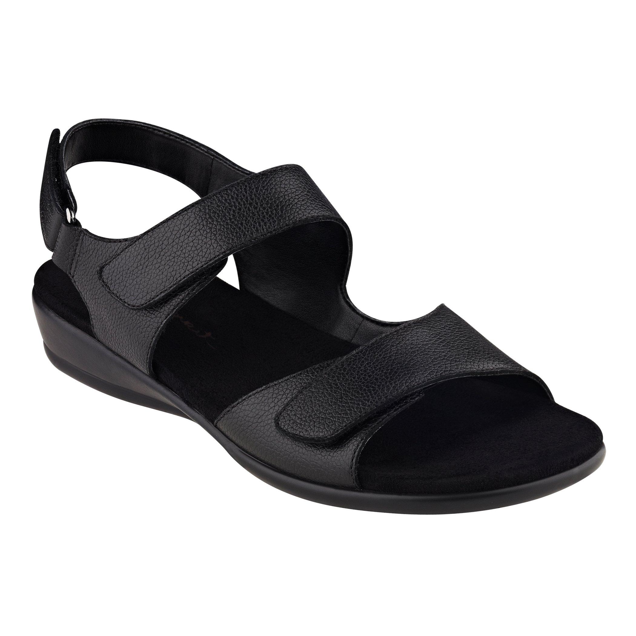 Easy Spirit Hartwell Flat Sandals in Black Leather (Black) - Lyst