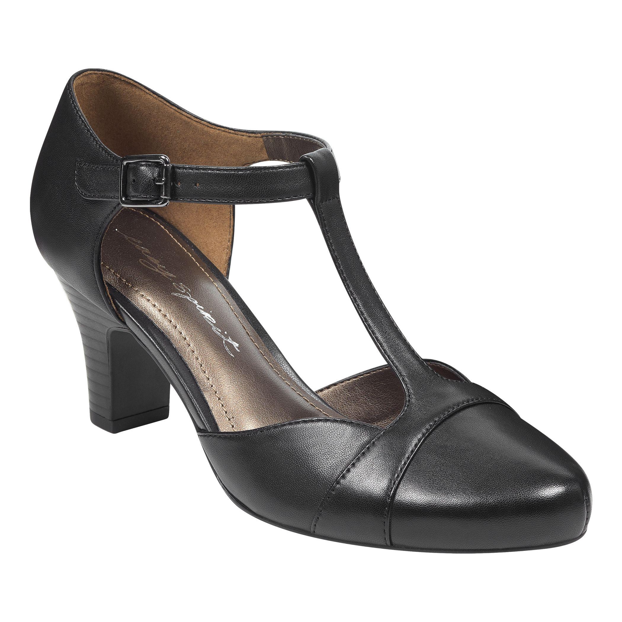Easy Spirit Leather Raela Tstrap Dress Shoe in Black