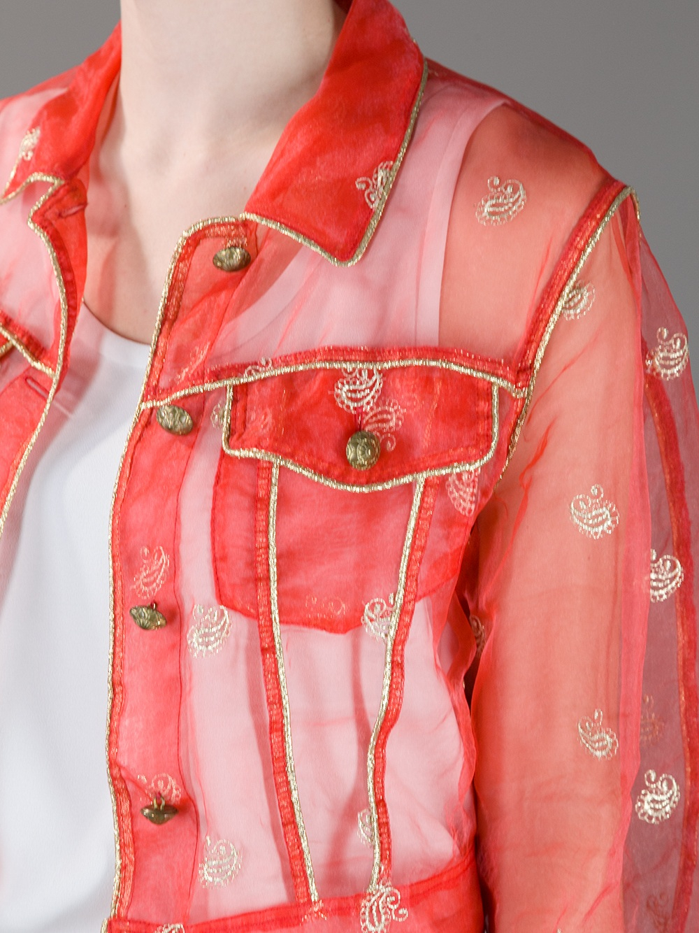 red sheer jacket
