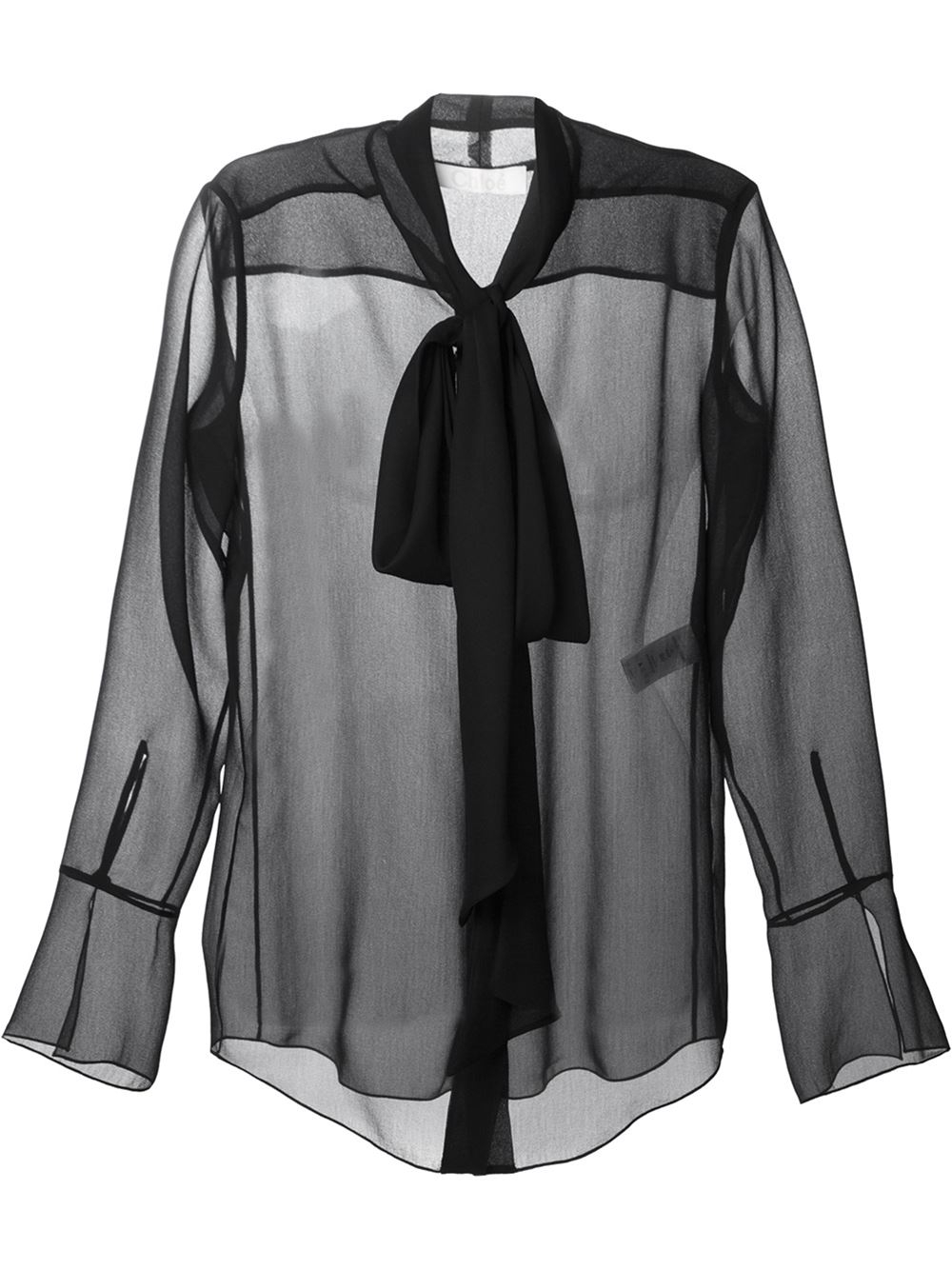sheer pussybow blouse