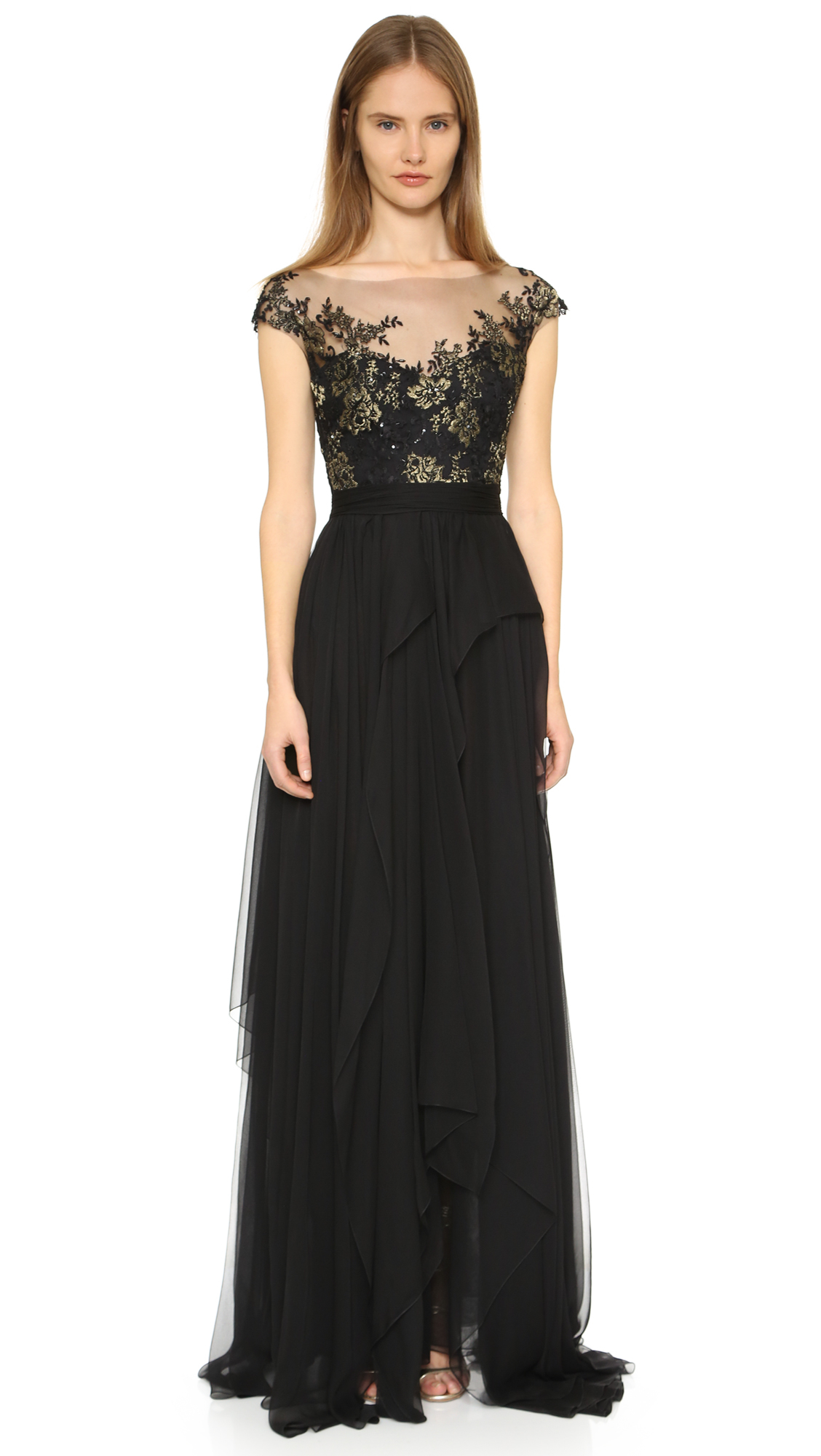 reem acra black gown