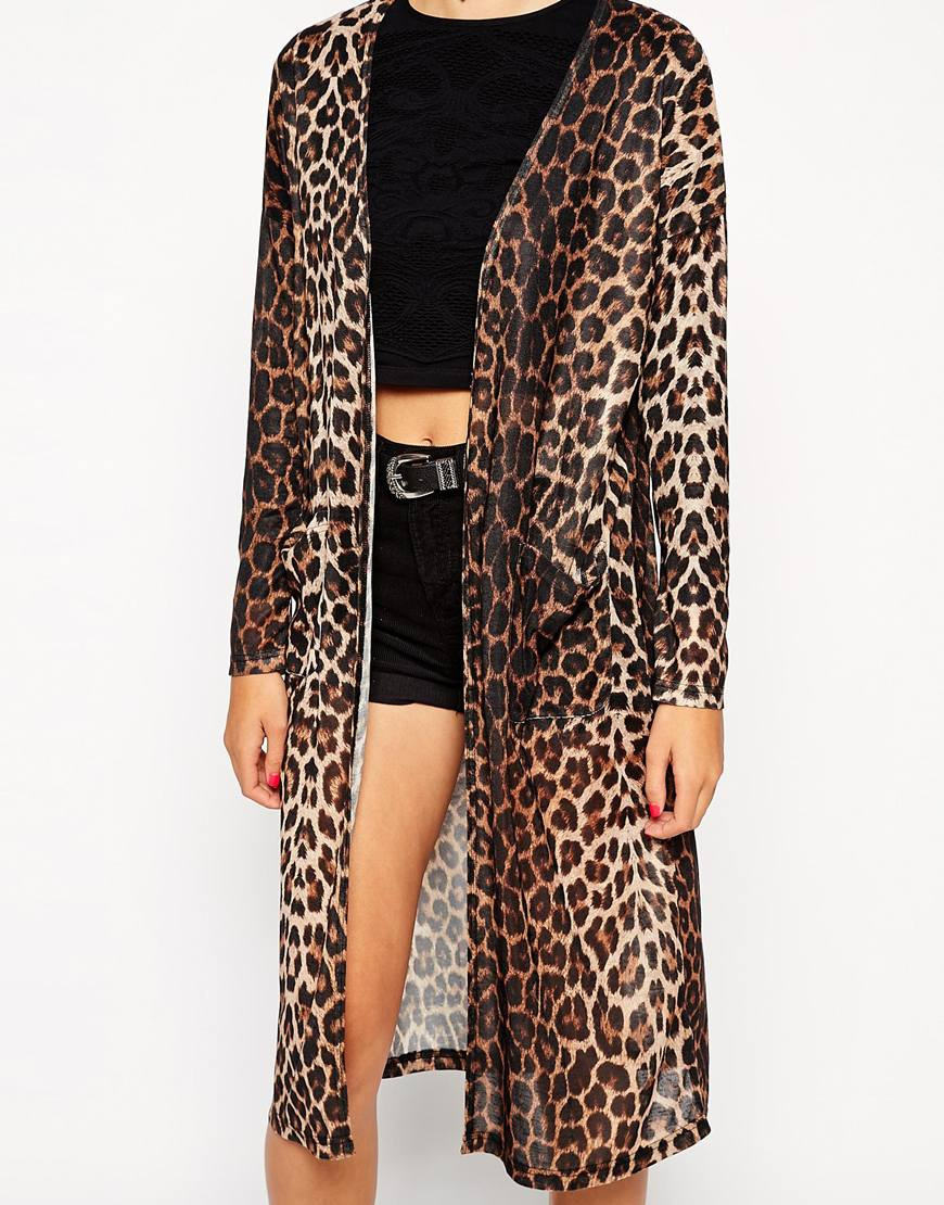 animal print duster cardigan