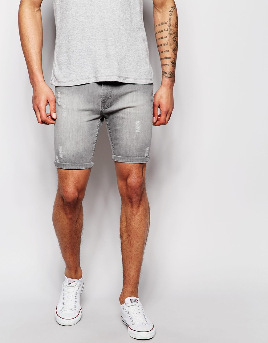 grey jean shorts mens