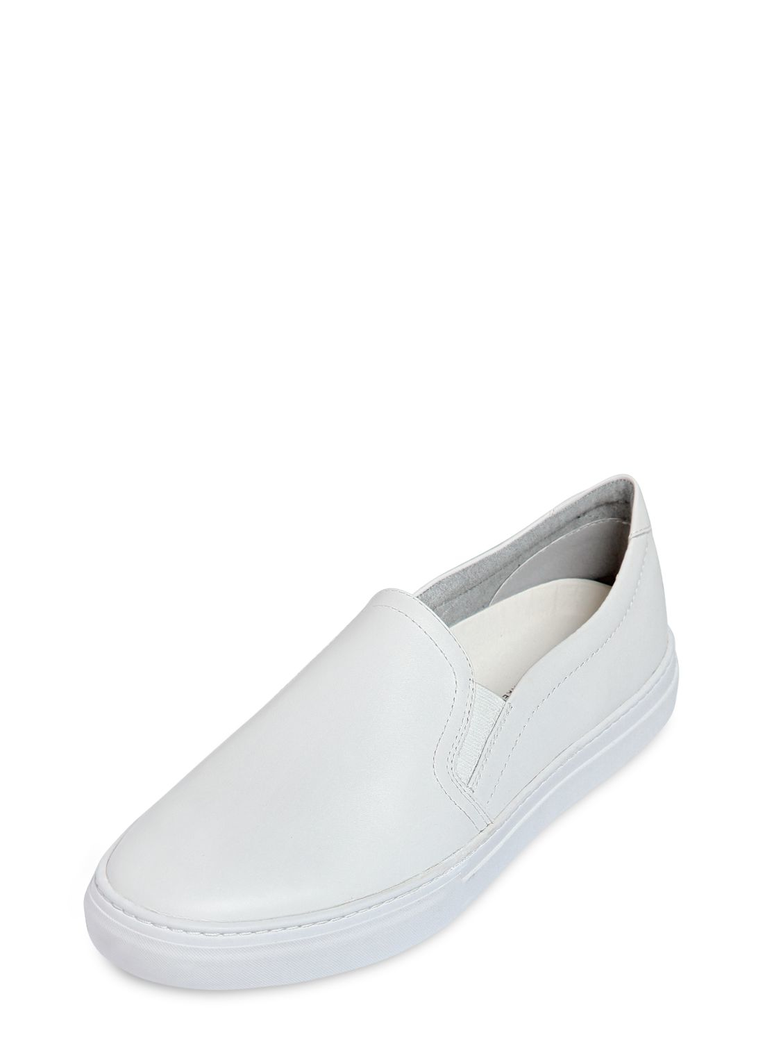 white leather slip on sneakers mens
