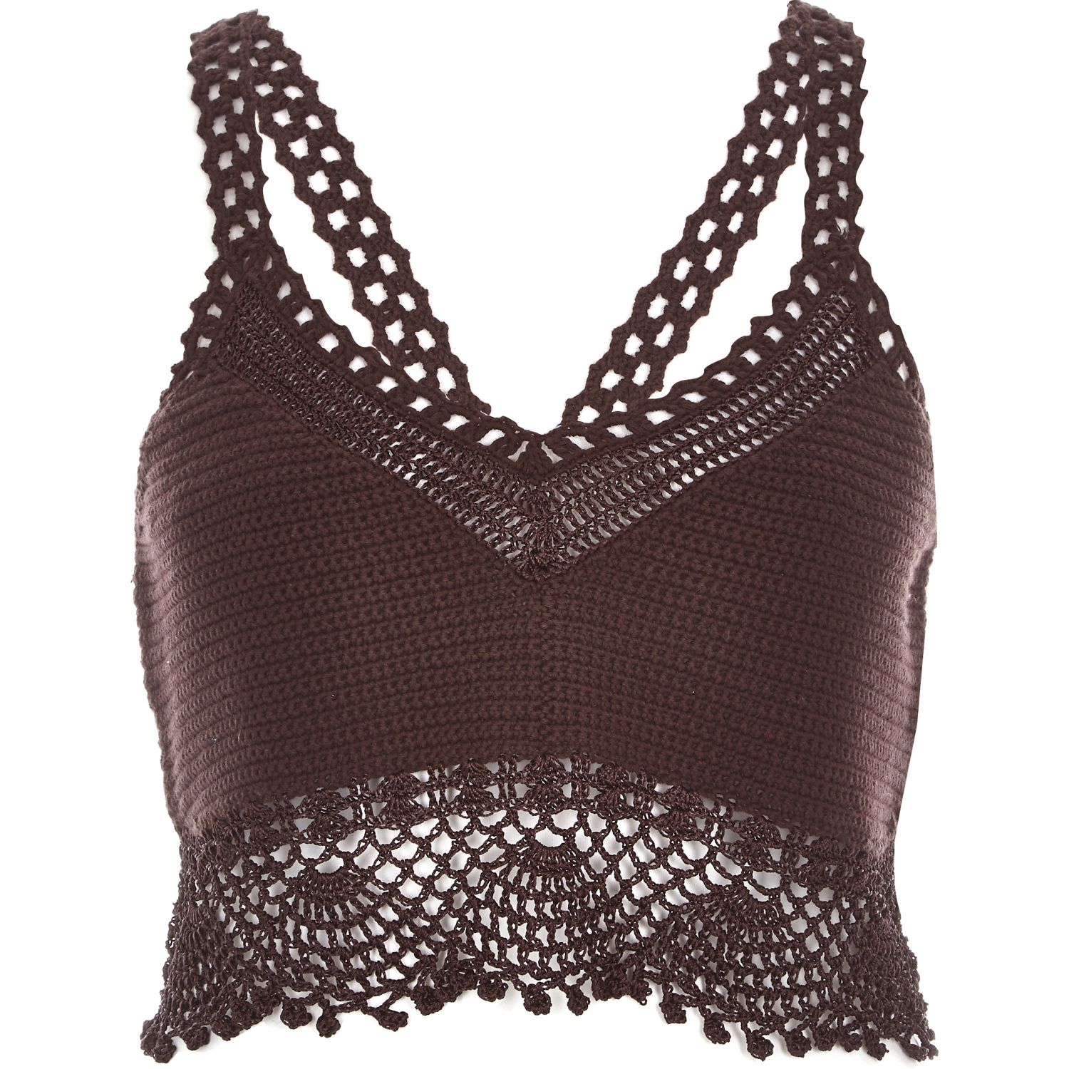 River island Brown Crochet Bralet Top in Brown | Lyst