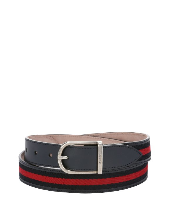 Gucci Navy Blue And Red Web Stripe Canvas Belt in Blue for Men | Lyst