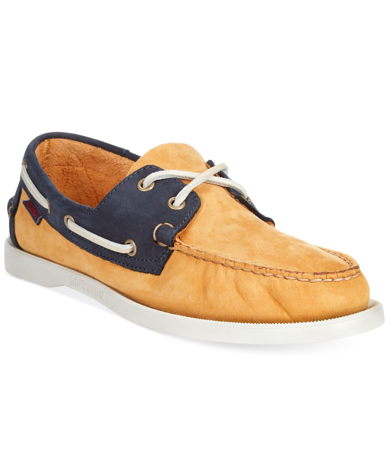 Sebago Spinnaker Boat Shoes in Golden Tan/Navy (Brown) for Sebago Spinnaker Boat Shoes in Golden Tan/Navy (Brown) for
