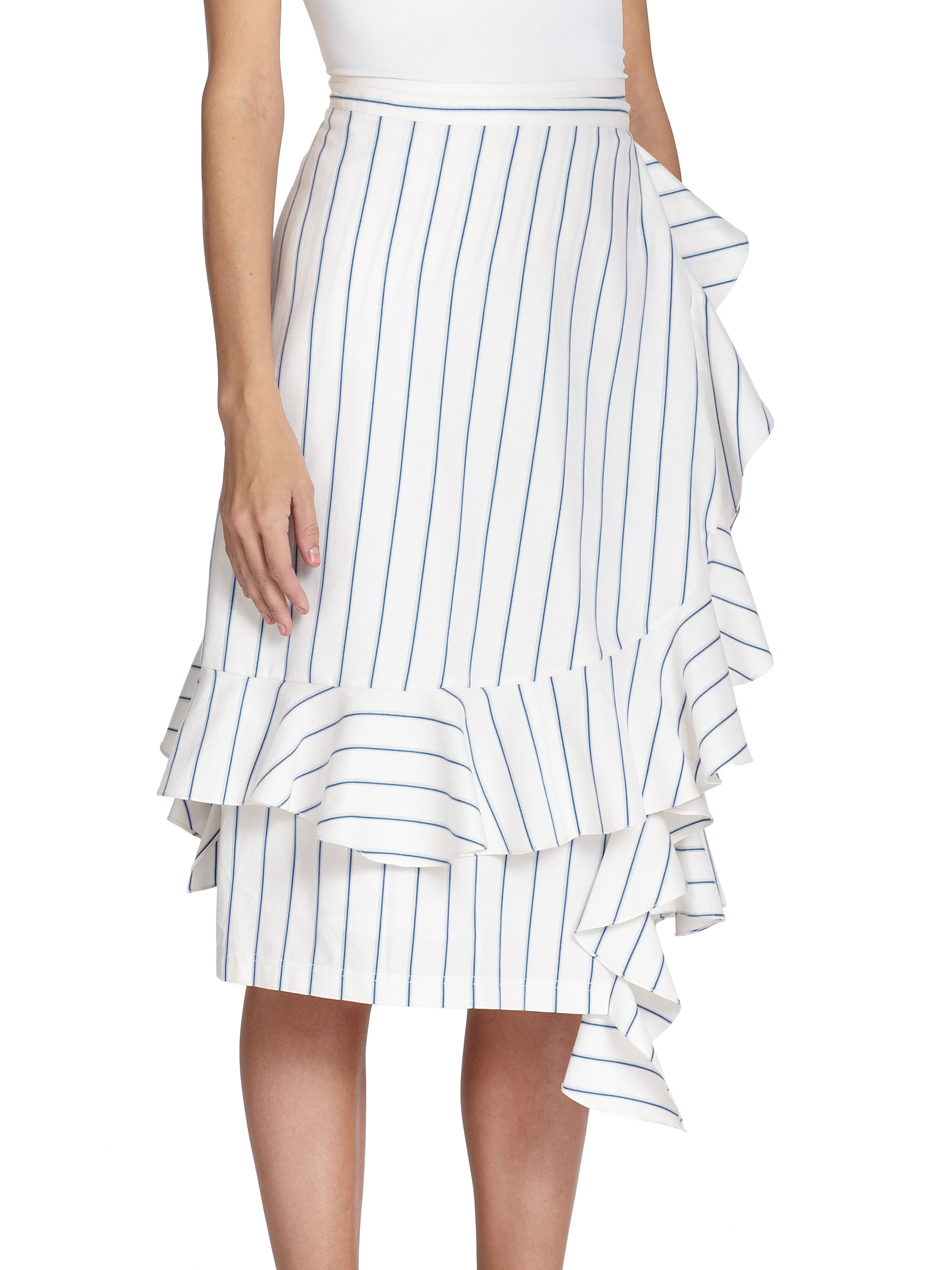 white ruffle wrap skirt