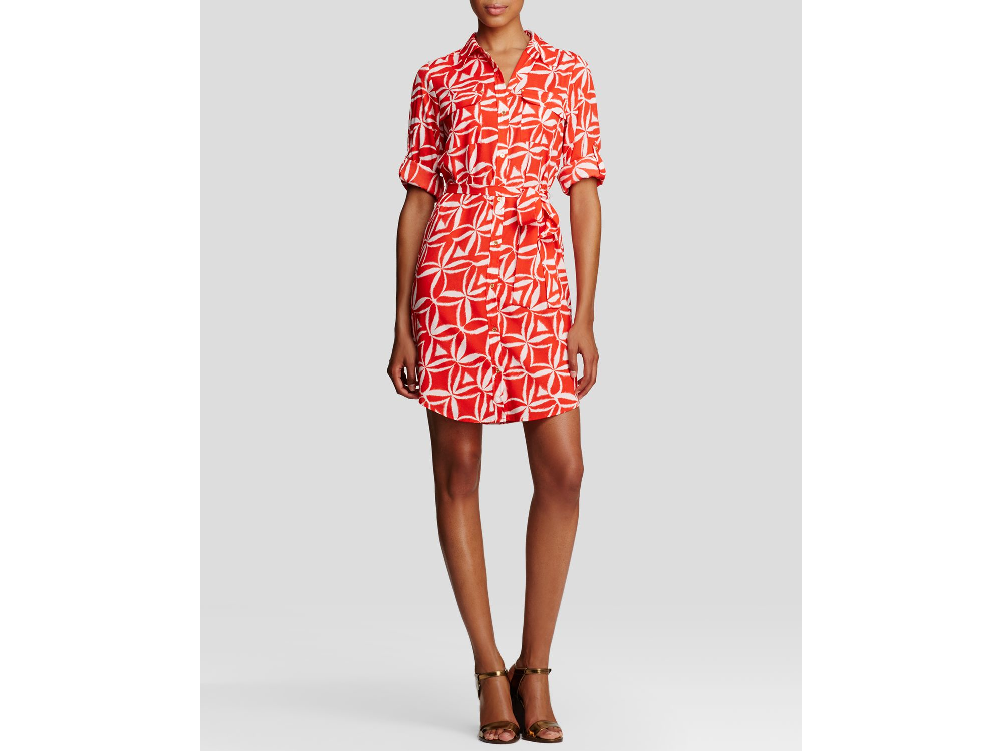 Calvin Klein Floral Print Shirt Dress Bloomingdale'S Exclusive Lyst