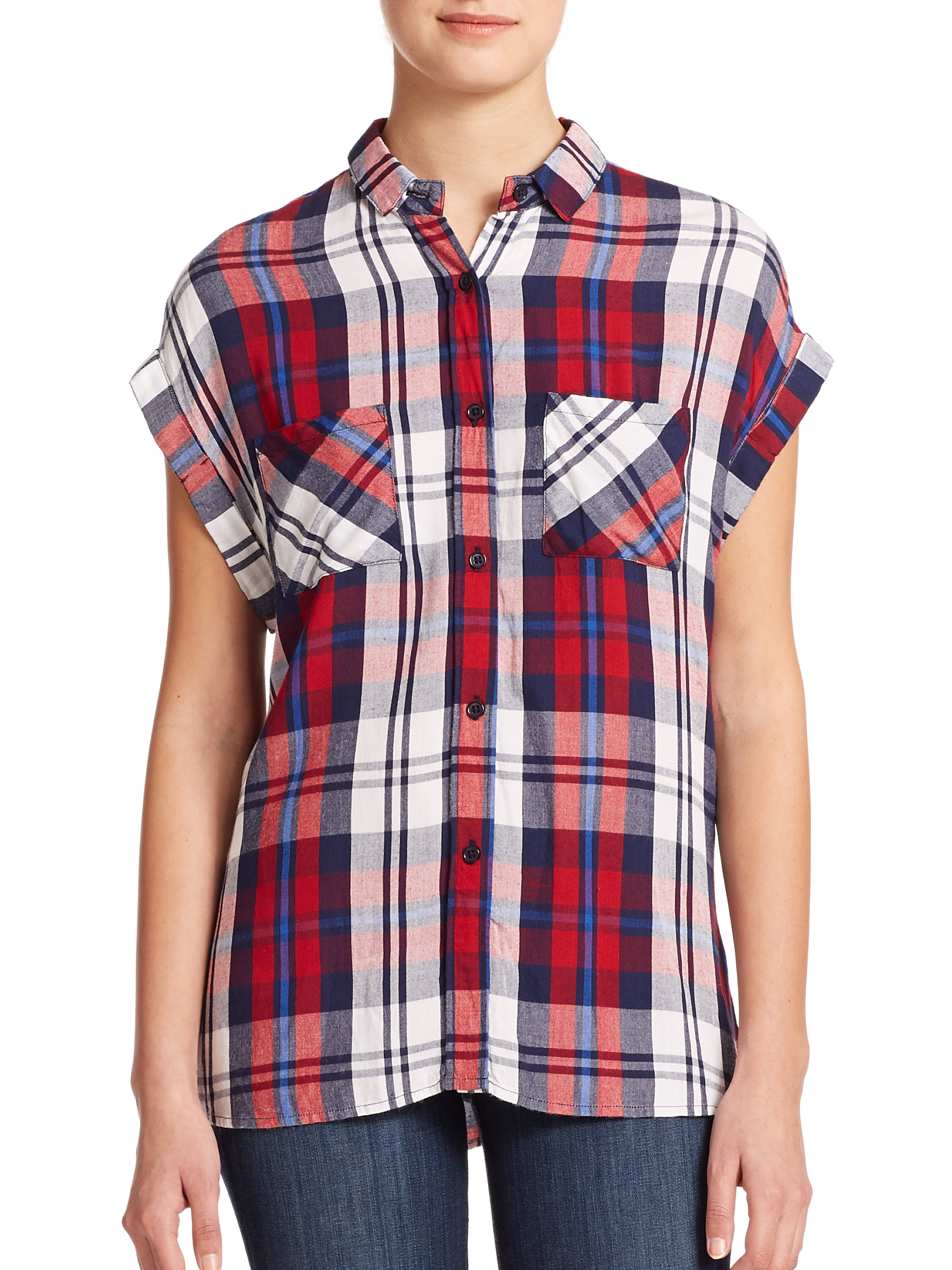 Rails Britt Short-sleeve Plaid Shirt in Red (CHERRY-NAVY) | Lyst
