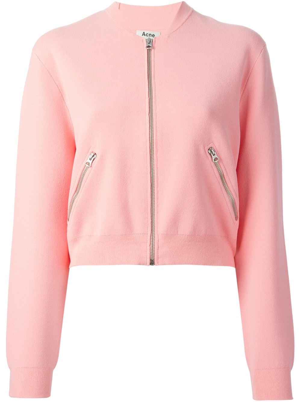 acne studios olympia knit bomber jacket in pink lyst acne studios olympia knit bomber jacket in pink lyst
