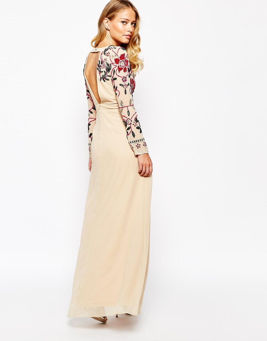 plunge neck maxi dress with thigh split