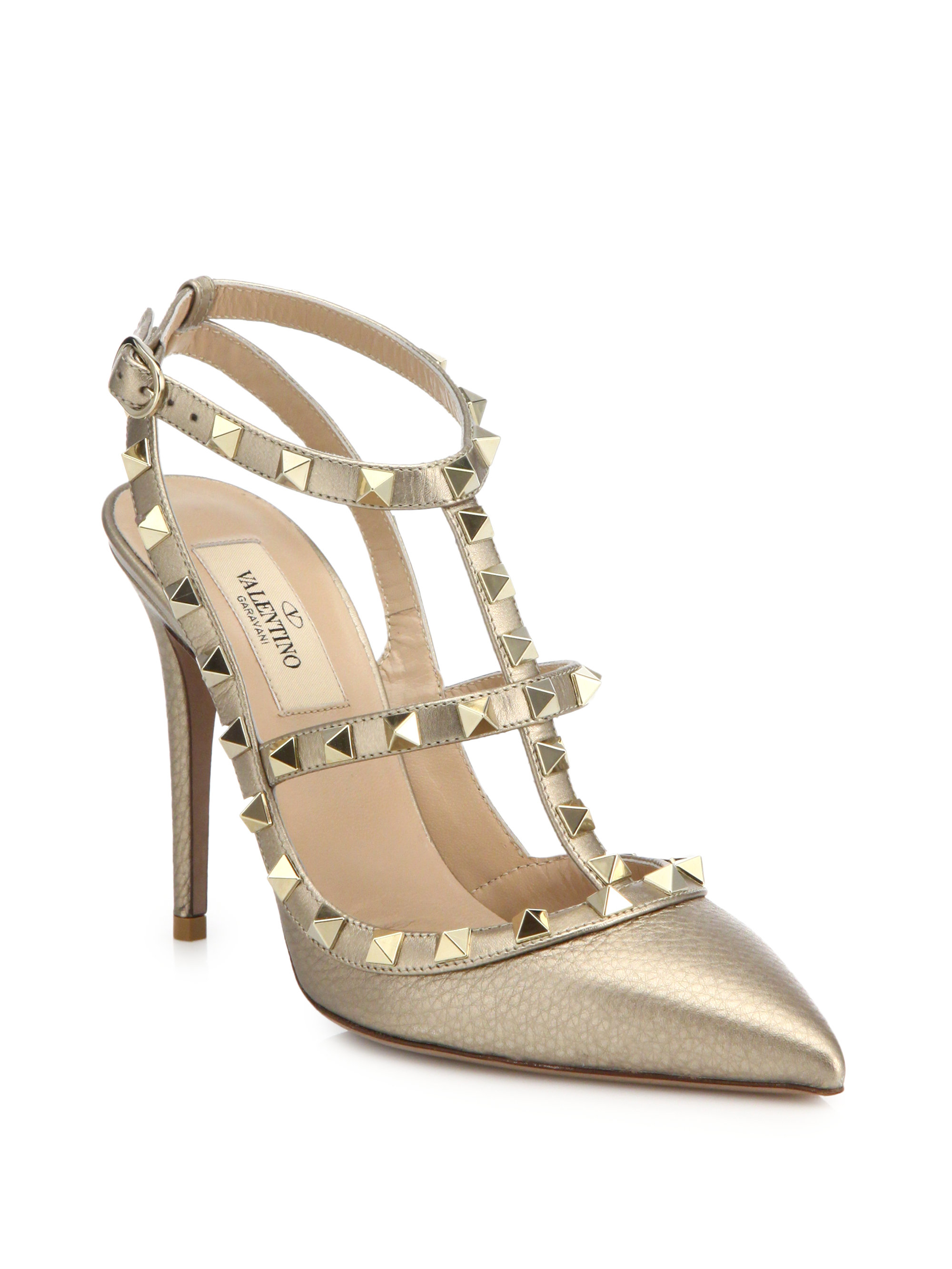 valentino gold rockstud heels