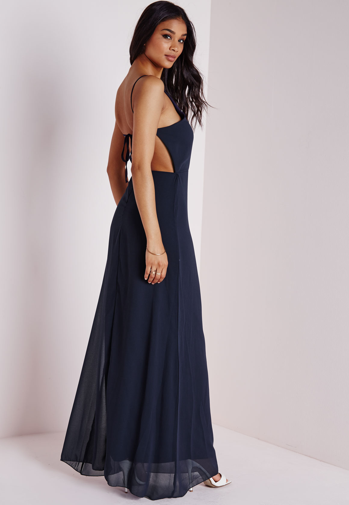 missguided navy maxi dress