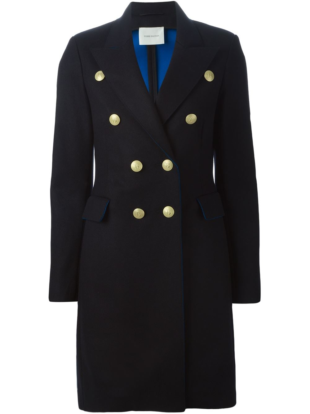 Balmain Military Coat With Silver Buttons in Black - Lyst