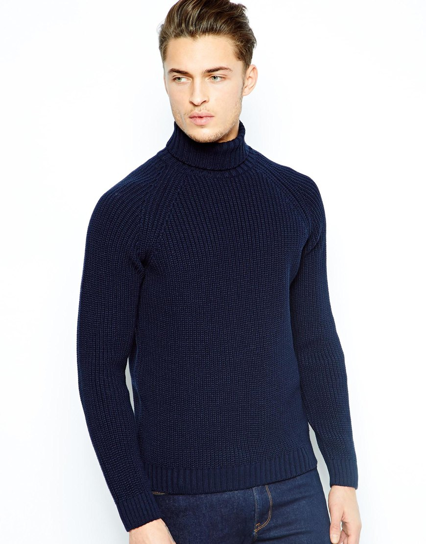 mens navy roll neck