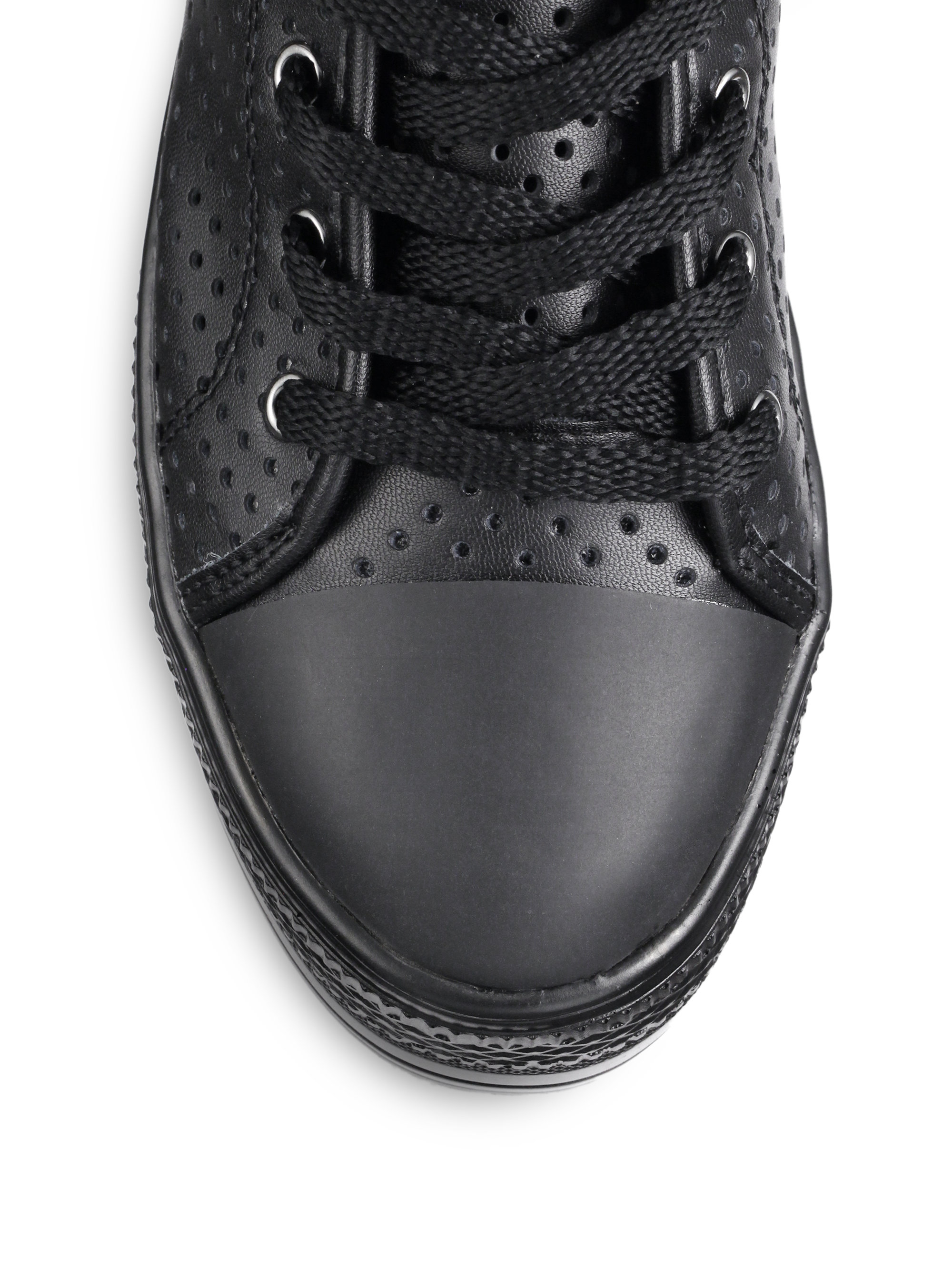 black leather platform sneakers