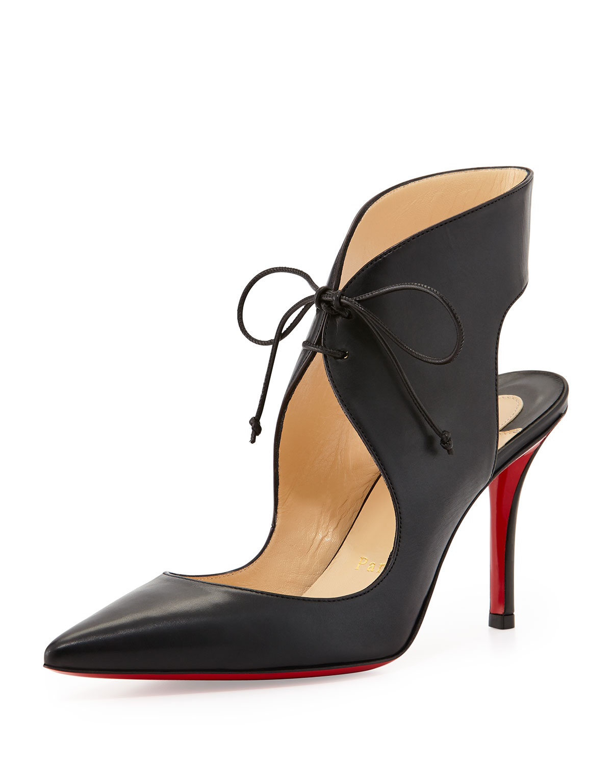 Christian Louboutin Franka Laceup Red Sole Pump Black - Lyst
