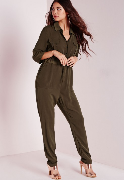 missguided khaki jumpsuit