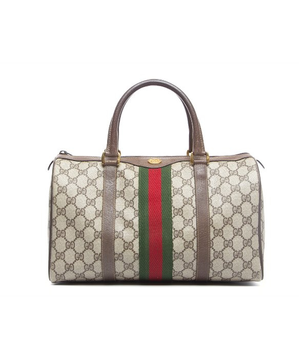 Lyst - Gucci Pre-owned Monogram Web Vintage Small Boston Bag in Natural