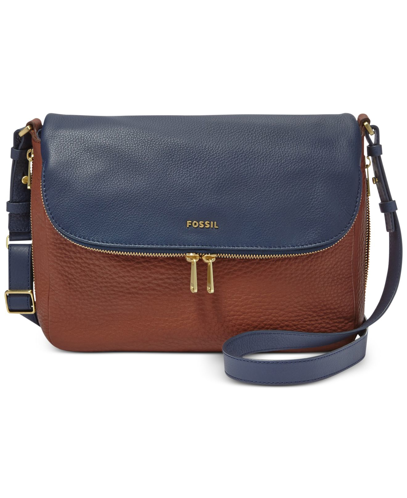 Fossil Preston Leather Colorblock Flap Large Crossbody in Blue | Lyst