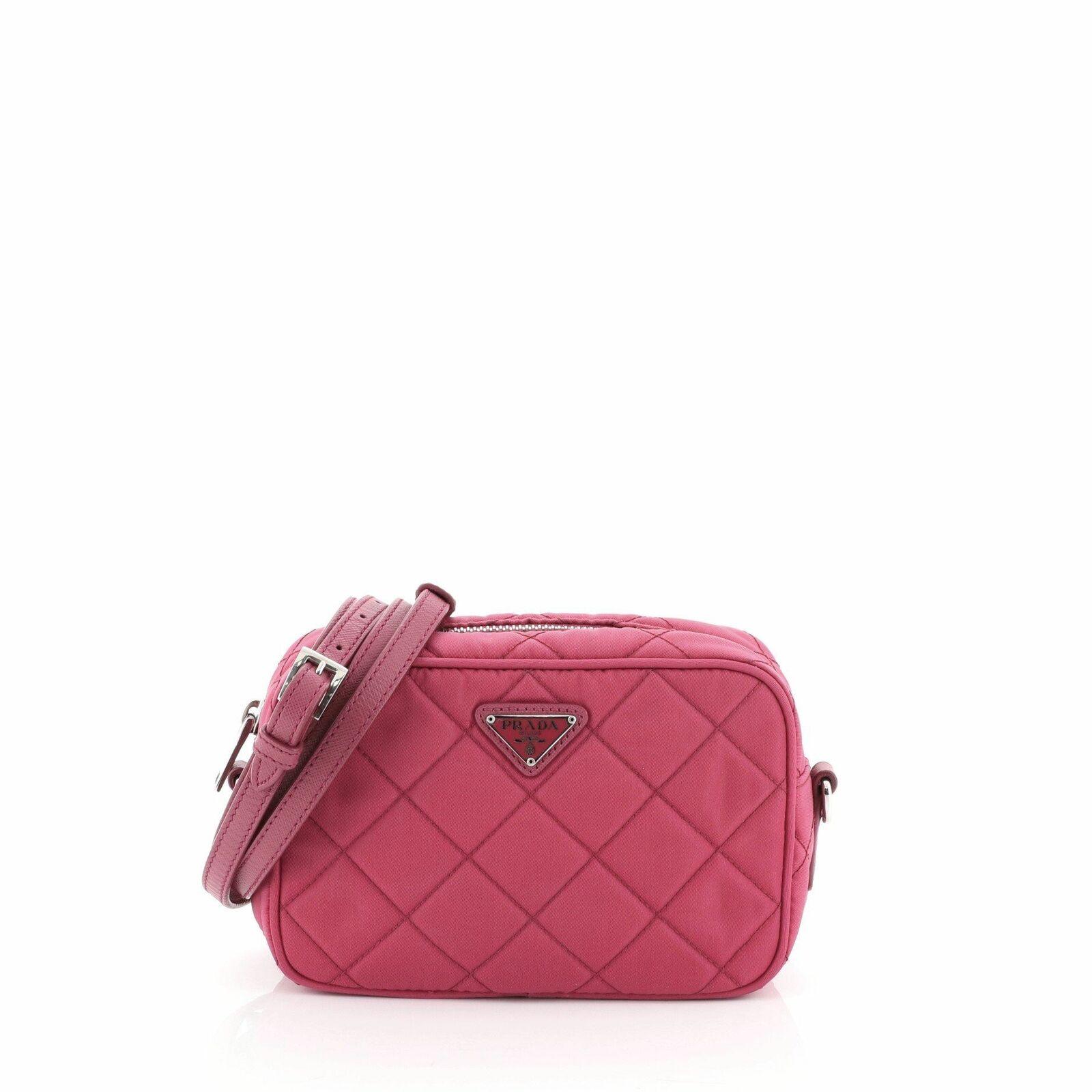 Prada Camera Bag Quilted Tessuto Small in Pink - Lyst