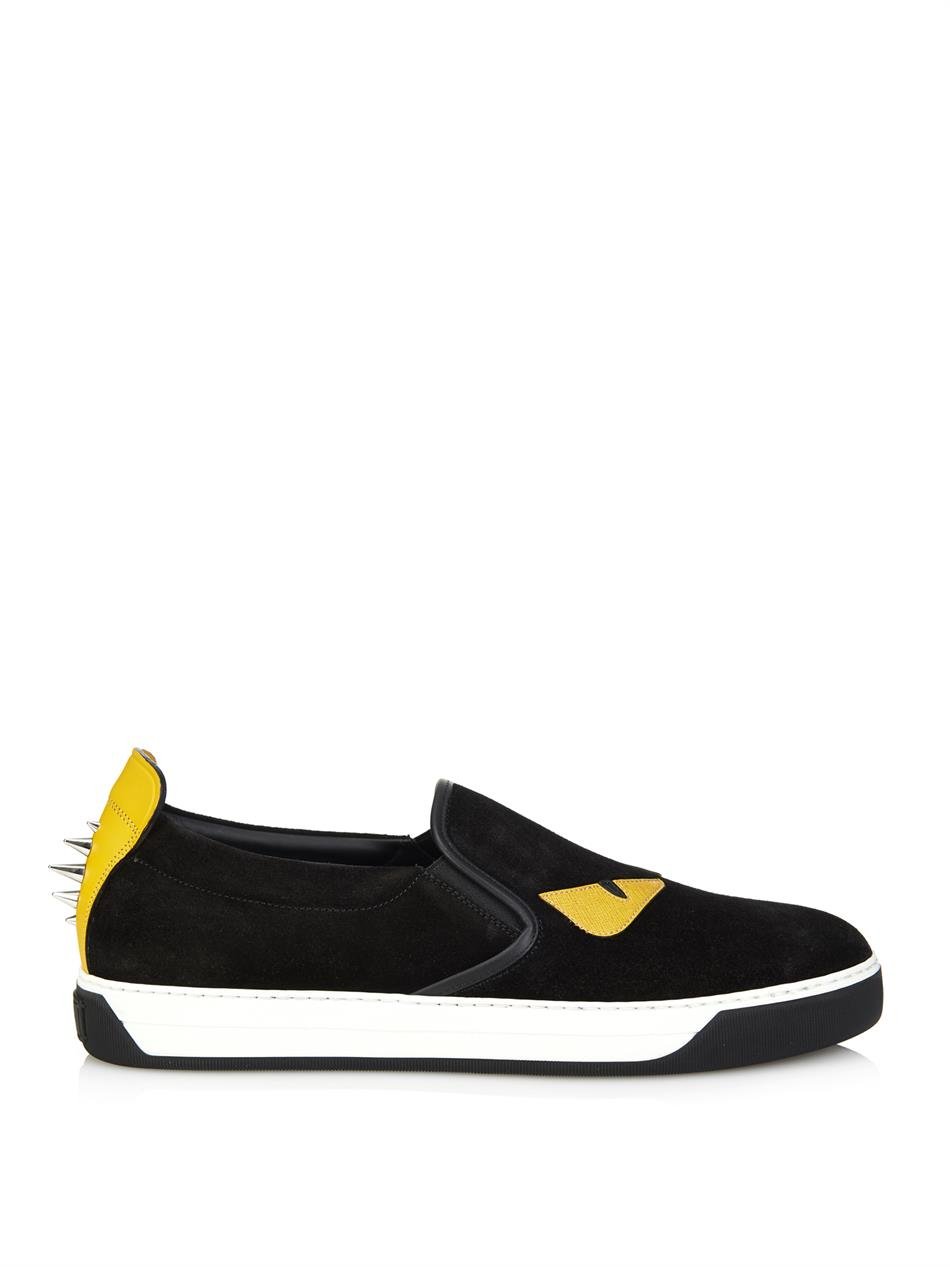 fendi slippers lyst fendi suede slip on sneakers in black for fendi slippers lyst fendi suede slip on sneakers in black for