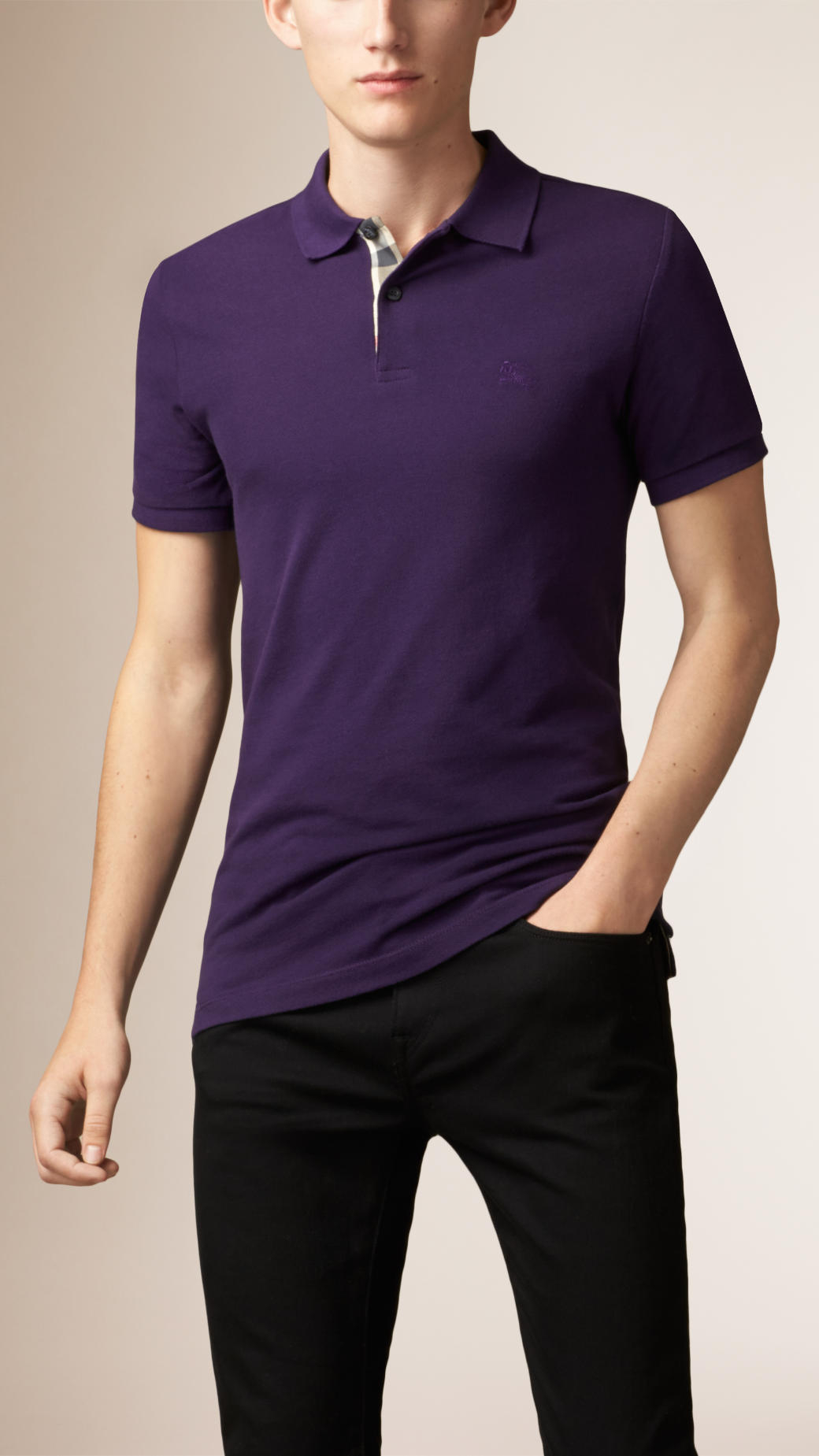 Burberry polo shirt mens purple sale
