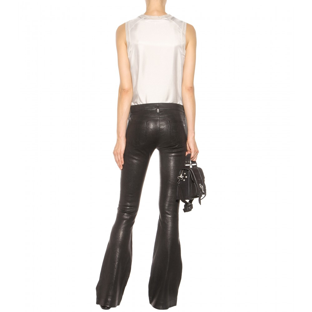 Rag & Bone Flared Leather Pants in Black | Lyst