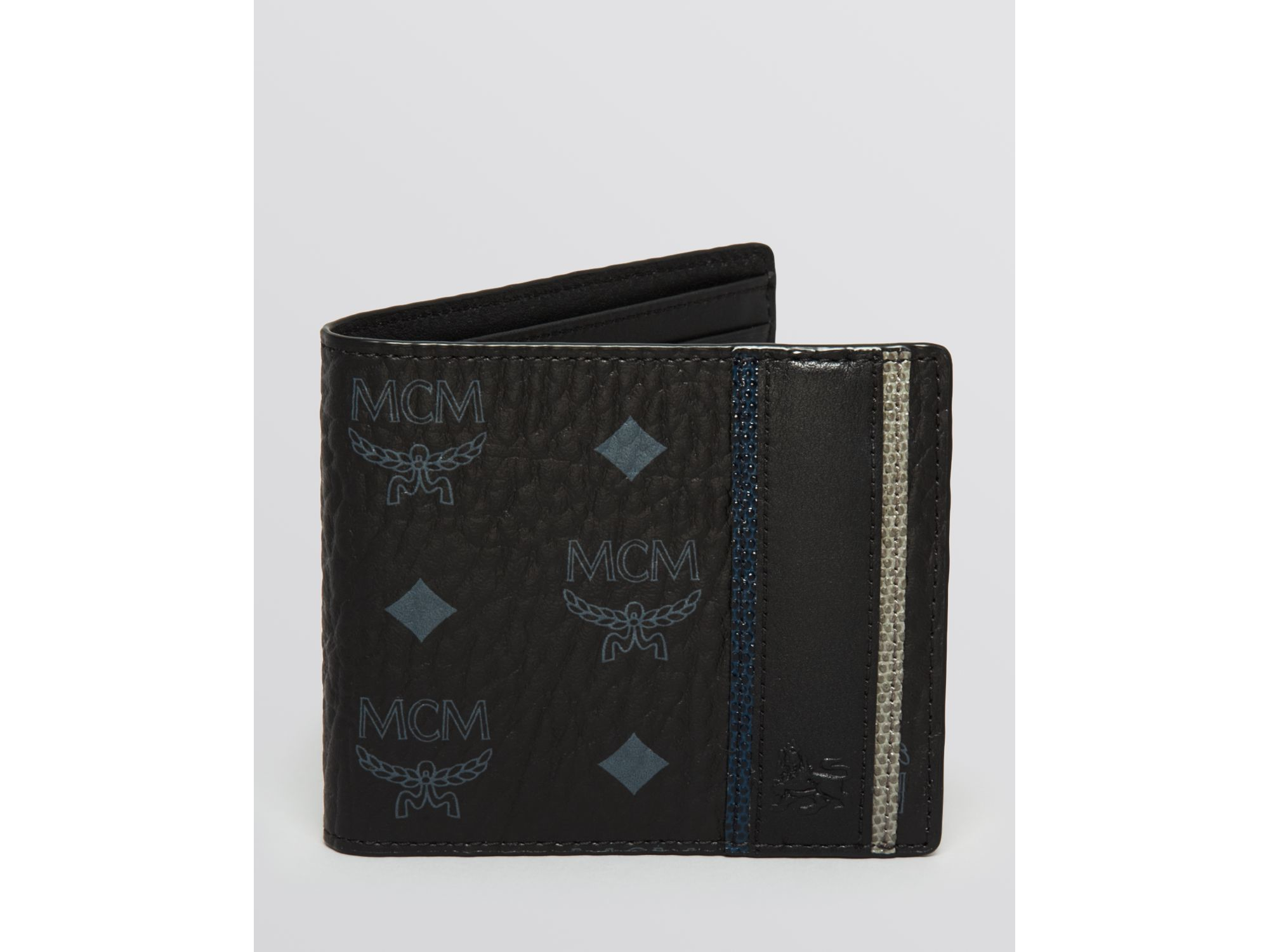 MCM Munich Lion Bi-fold Wallet in Black for Men - Lyst